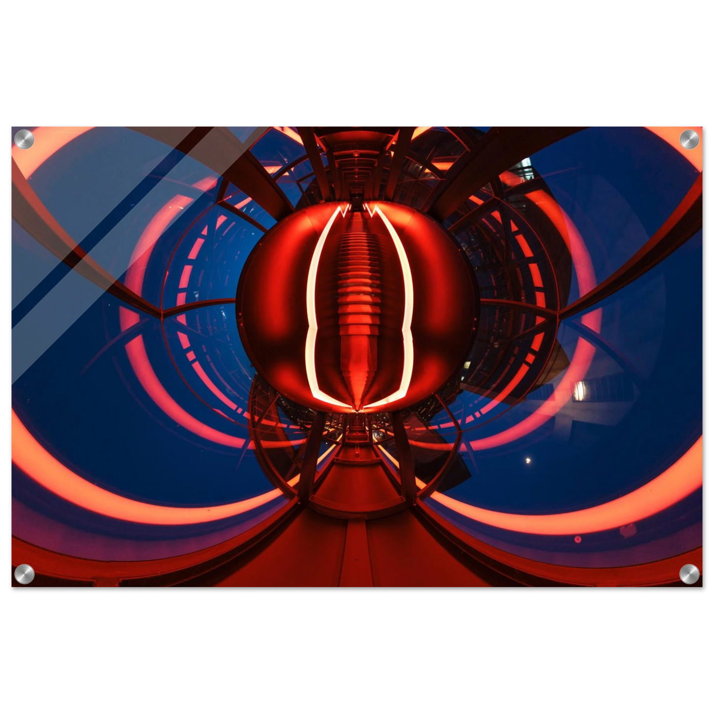 Wandbild futuristischer neon tunnel in sattem rot waehle aus 25 groessen