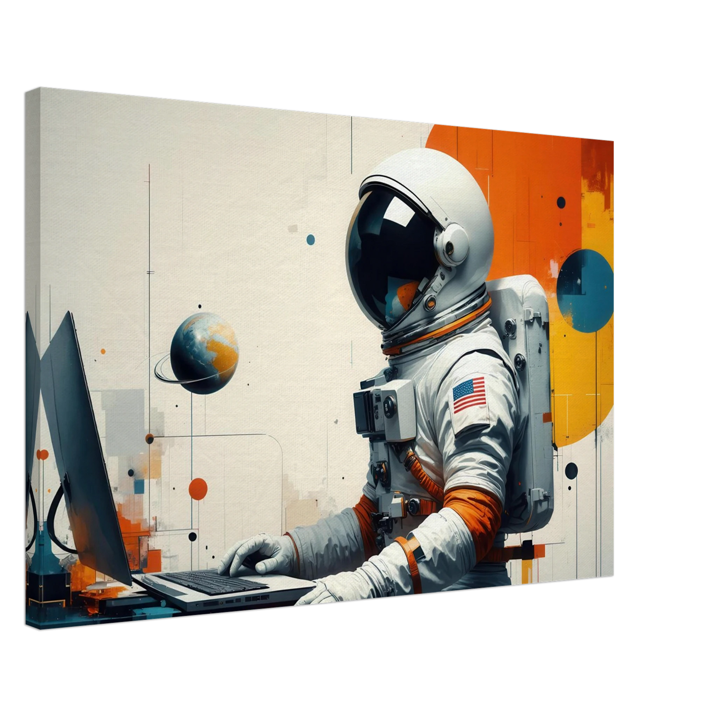 Wandbild cosmic coder astronaut bei der arbeit sci fi kunst fuer dein zuhause in verschiedenen groessen