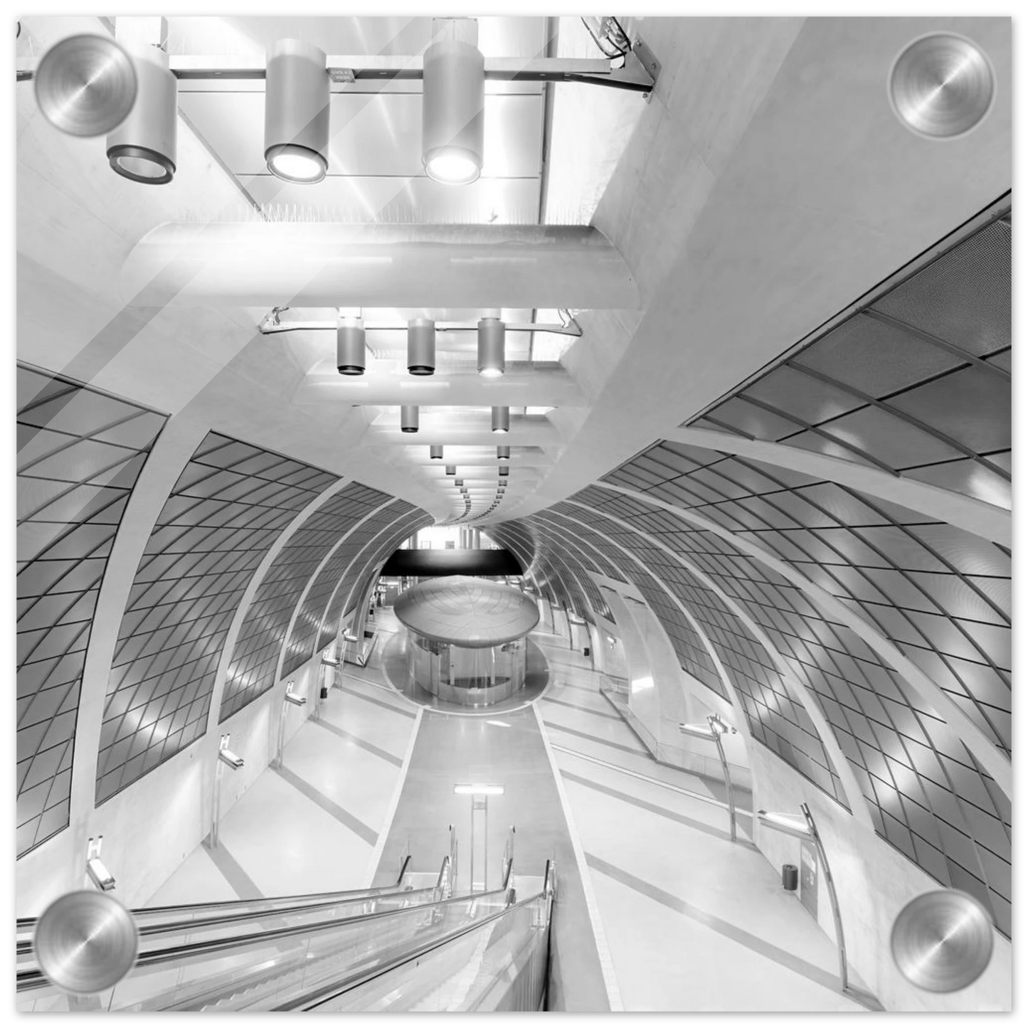 Wandbild futuristische u bahn station moderne architektur in schwarz weiss als wandkunst