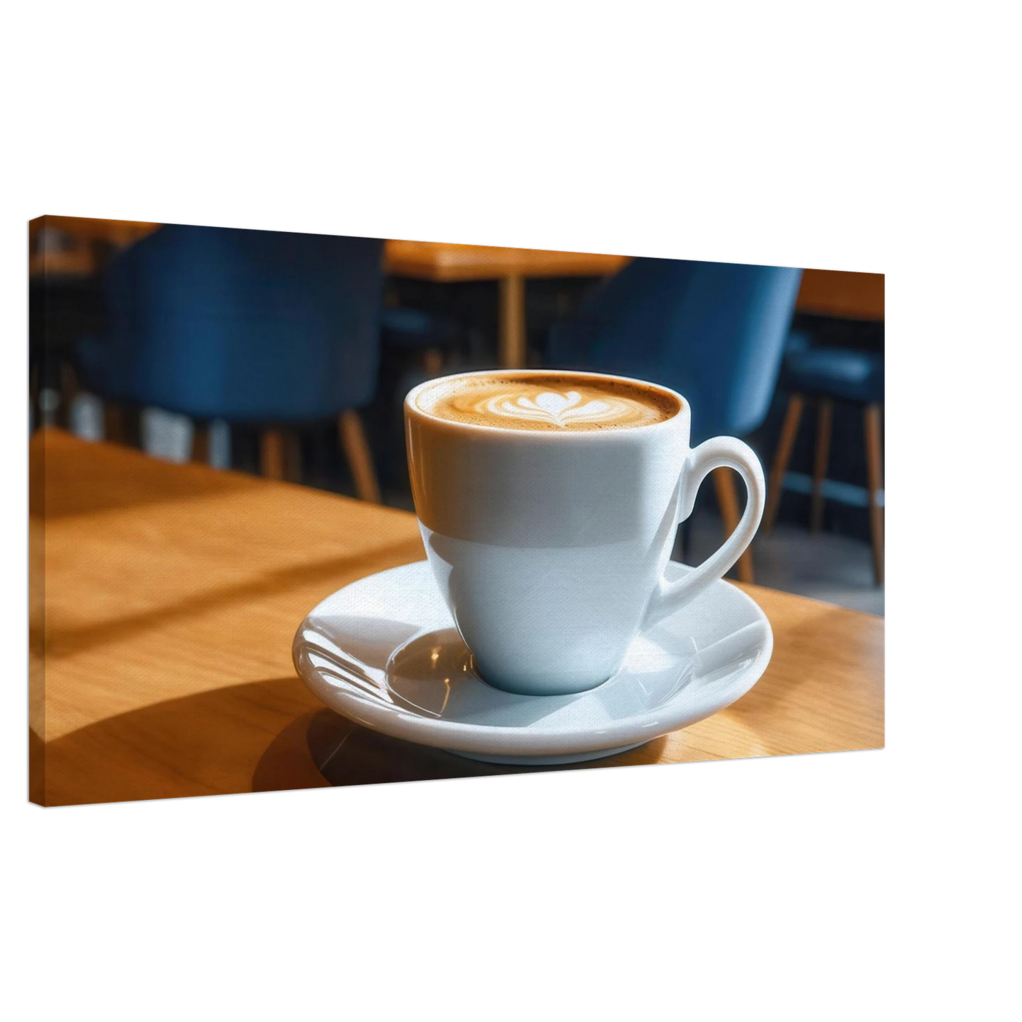 Wandbild gemuetliche kaffeehaus szene stilvolle latte art in goldenem licht