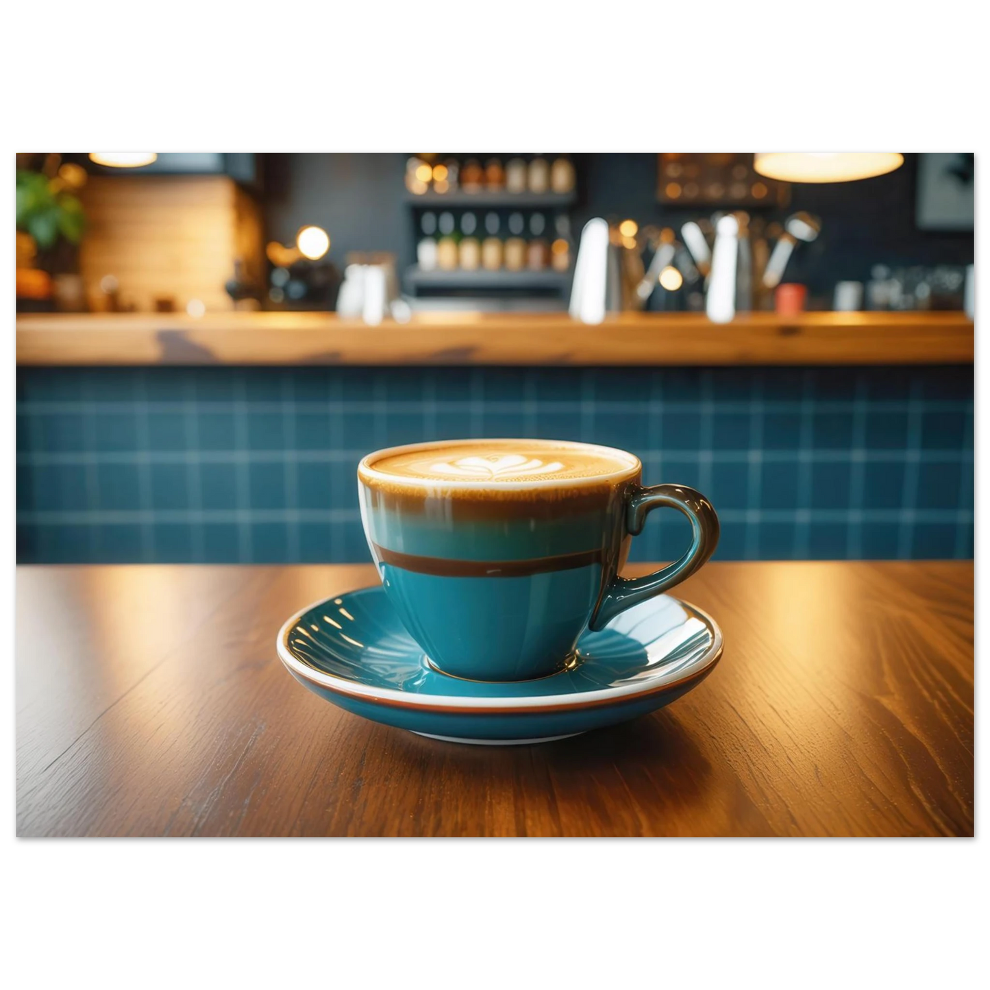 Wandbild deep teal latte einladende kaffeehaus atmosphaere fuer ihr zuhause in vielen groessen