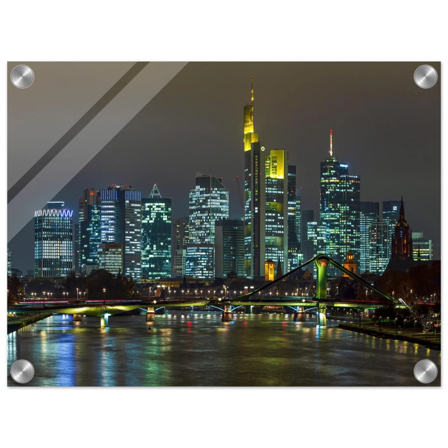 Wandbild frankfurt skyline bei nacht lebendige stadtlandschaft fuer ihr zuhause in vielen groessen