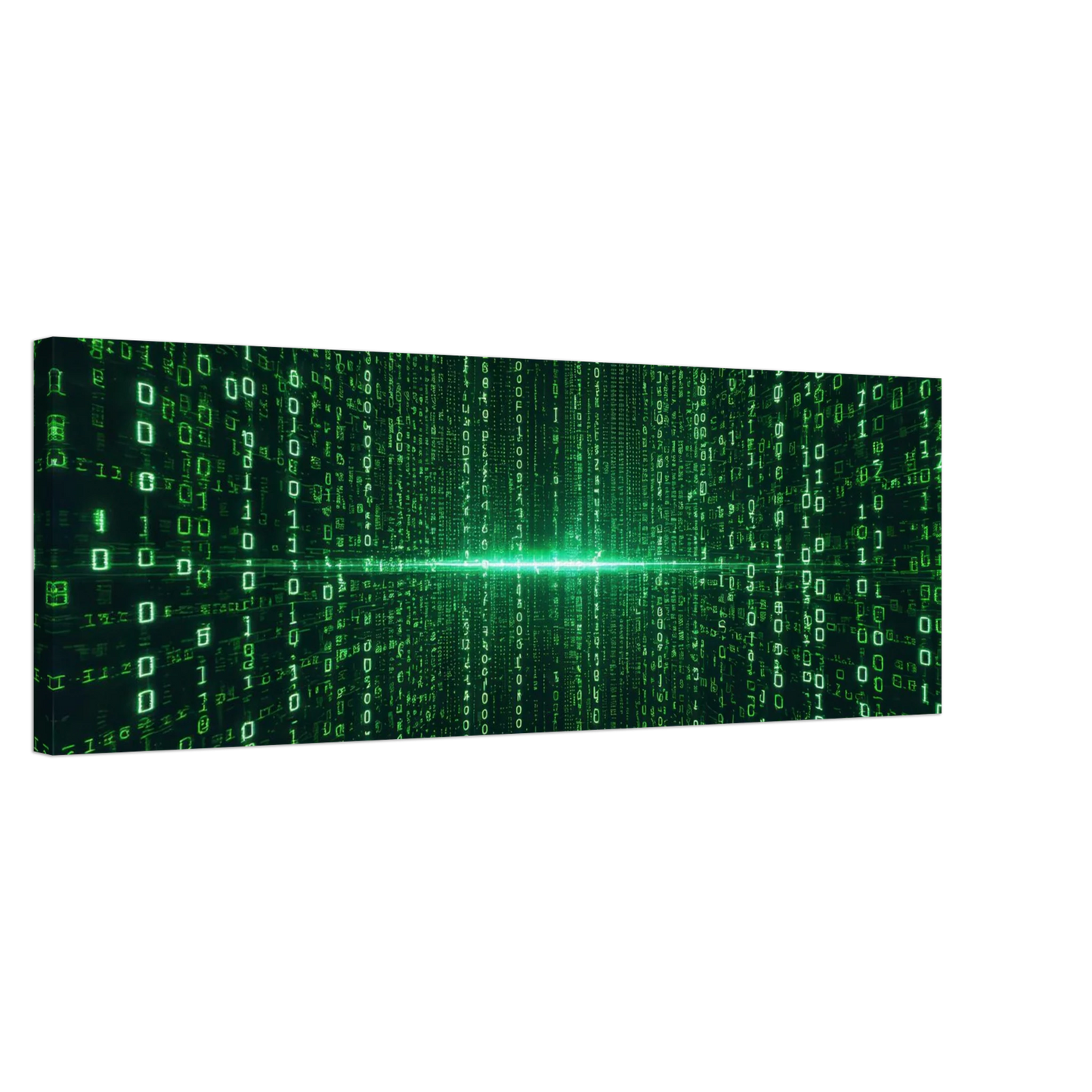 Wandbild digital matrix art gruene binaercode illusion fuer ihr zuhause oder buero erhaeltlich in vielen groessen