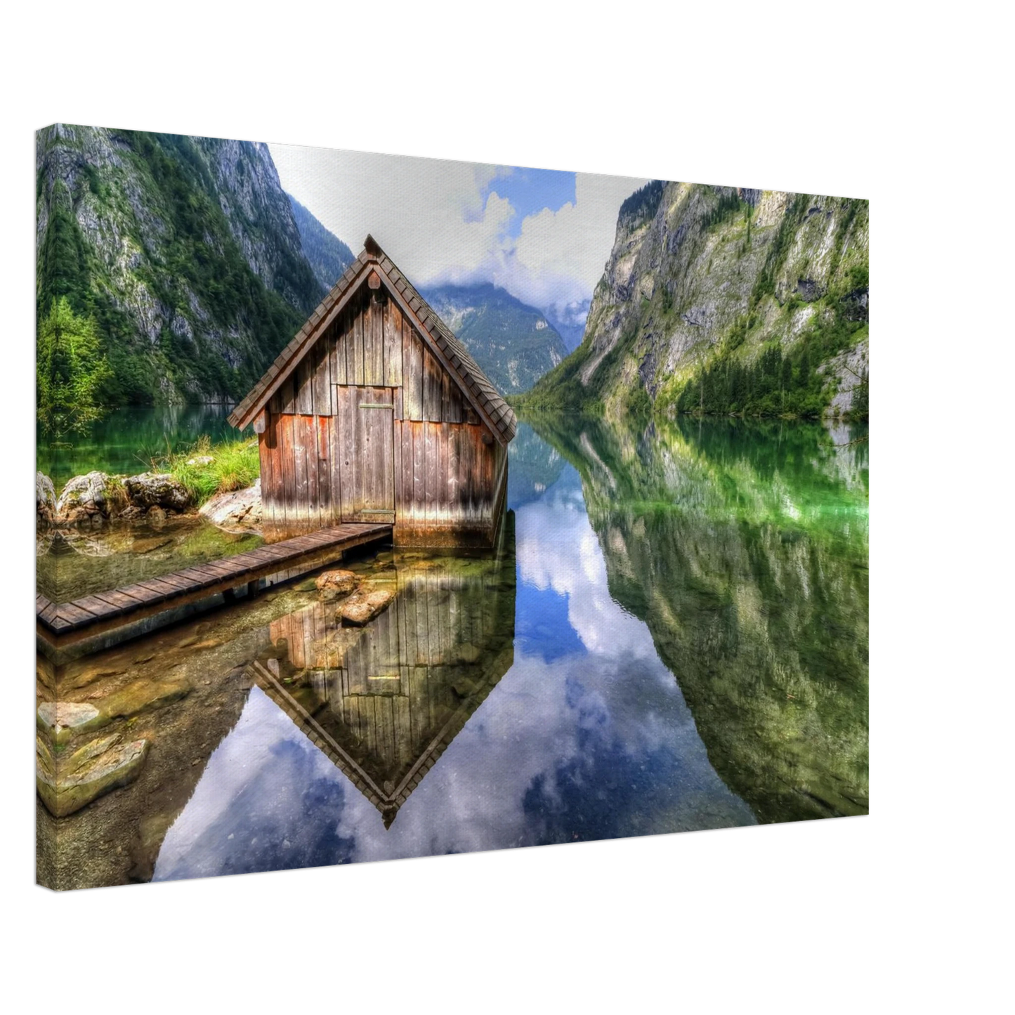 Wandbild bergschutzhuette am see ein idyllisches refugium fuer ihre wanddekoration