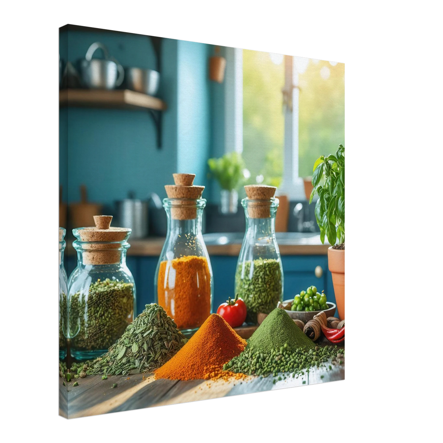 Wandbild lebendige kuechenkraeuter und gewuerze frische wuerze fuer ihr zuhause
