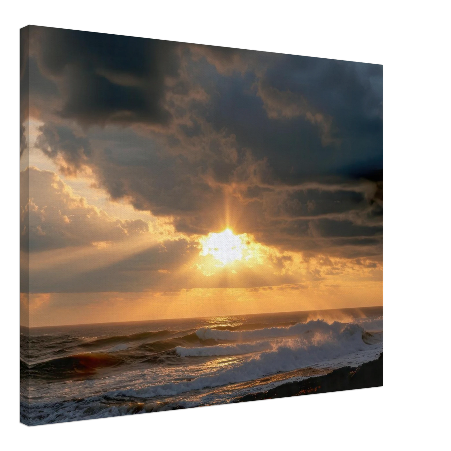 Wandbild dramatischer ozean sonnenuntergang kuestenkunst in ihrer wunschgroesse