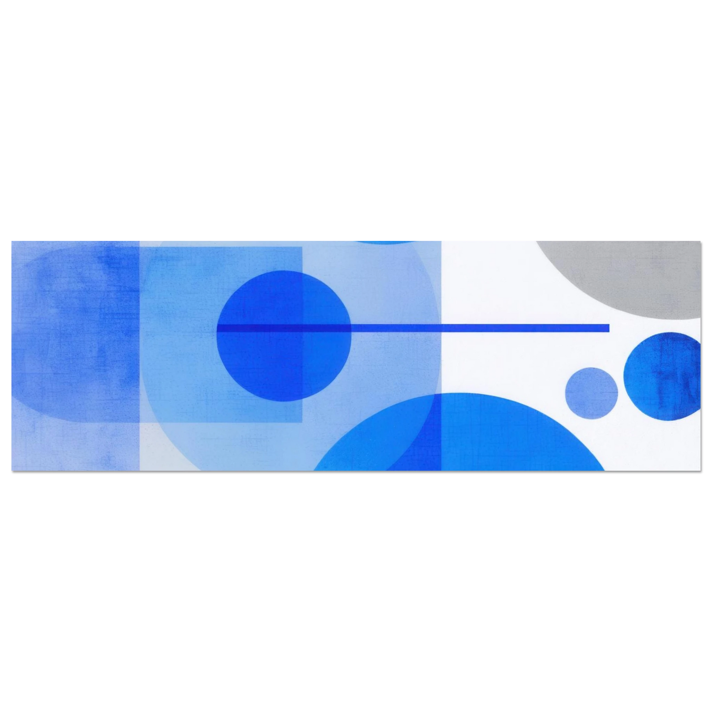 Wandbild geometrische abstraktion in koenigsblau und azur modernes dekor mit kreis rechteckformen