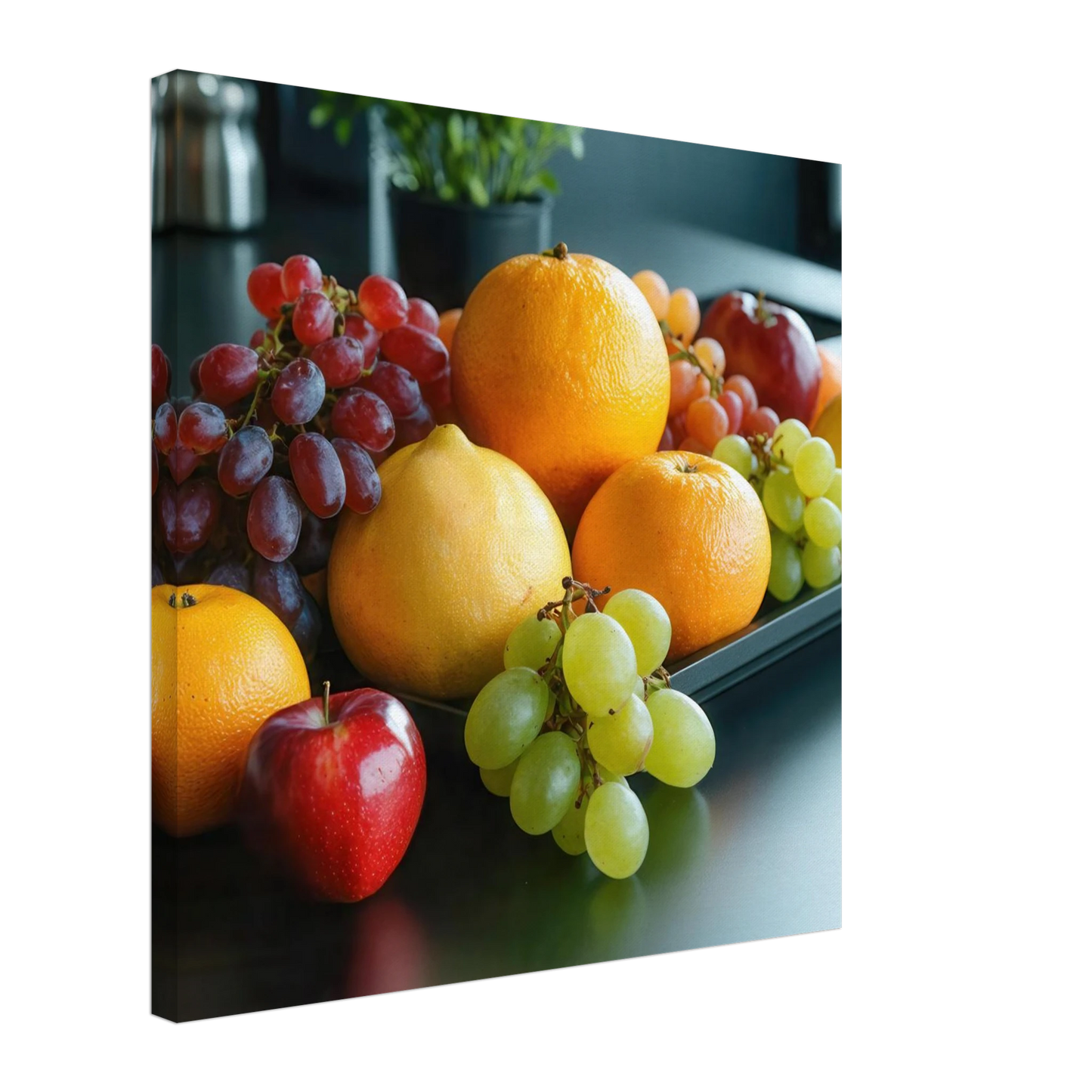 Wandbild fruchtbare fuelle lebendige komposition mit zitrusfruechten und trauben