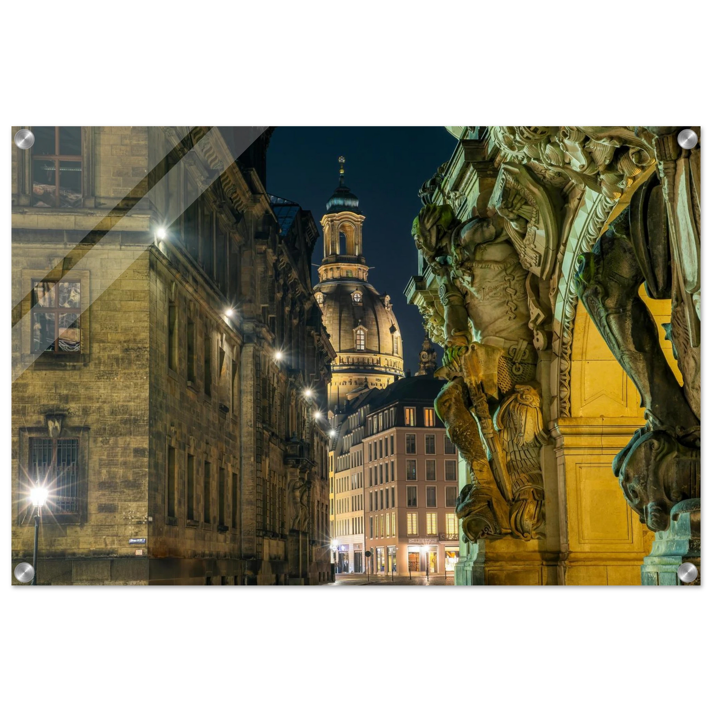 Wandbild dresden altstadt nachtansicht historische architektur als kunstdruck in vielen groessen