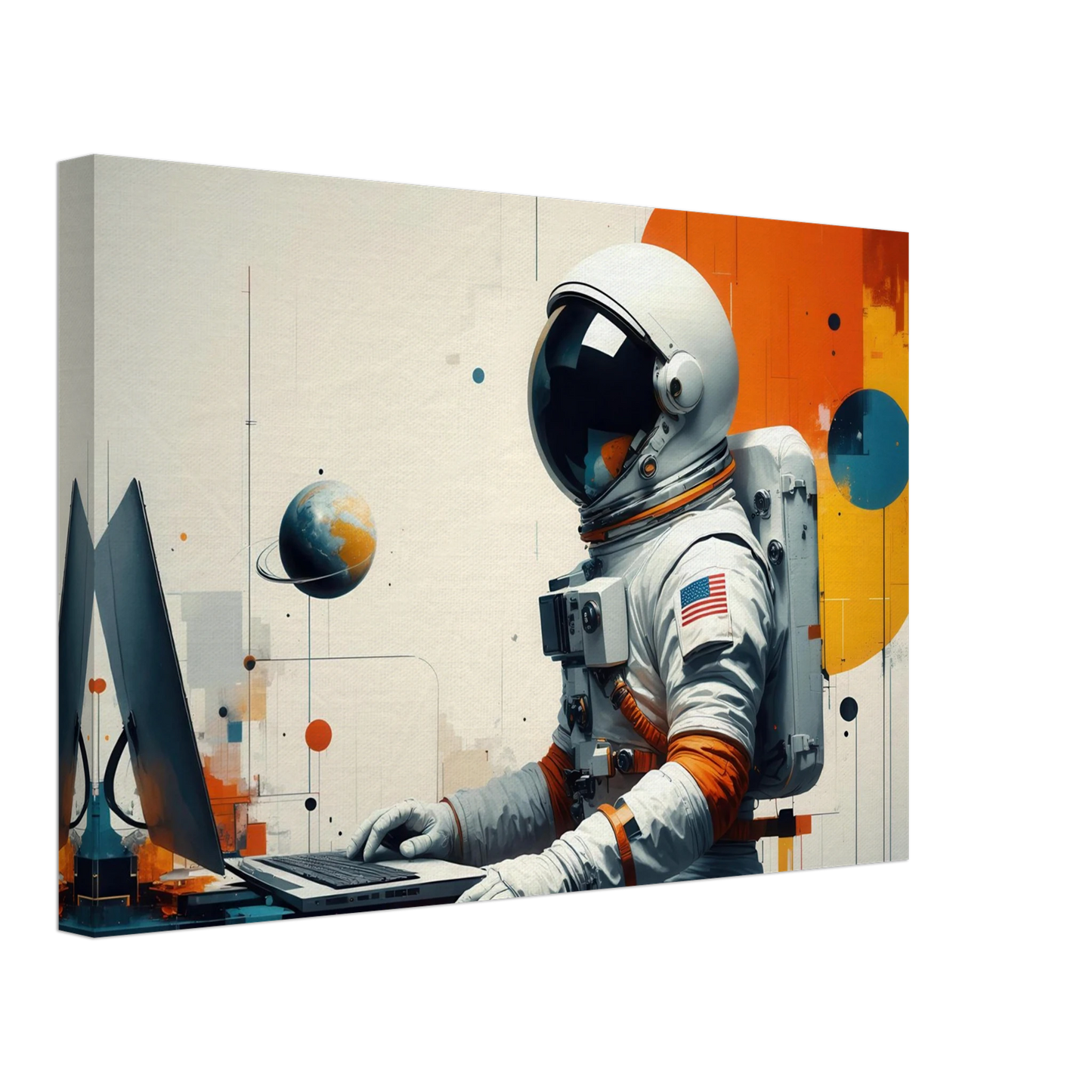 Wandbild cosmic coder astronaut bei der arbeit sci fi kunst fuer dein zuhause in verschiedenen groessen
