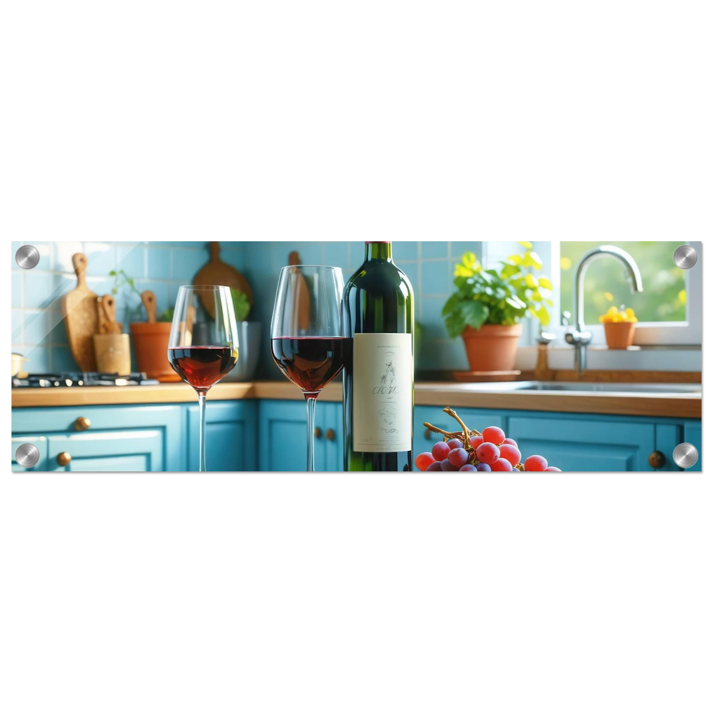 Wandbild weinabend idylle lebendige kueche mit wein trauben fuer ihre traumgroesse