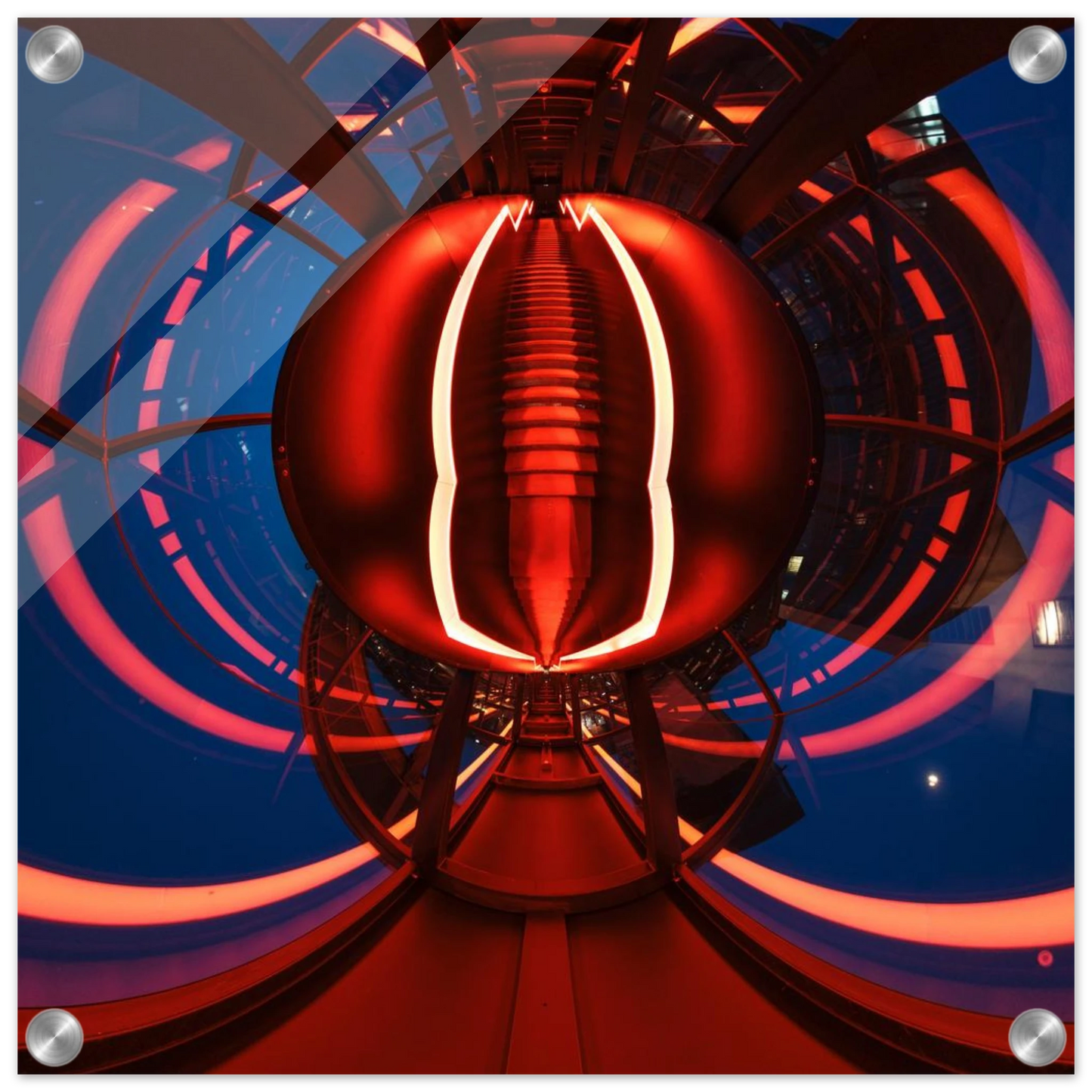 Wandbild futuristischer neon tunnel in sattem rot waehle aus 25 groessen
