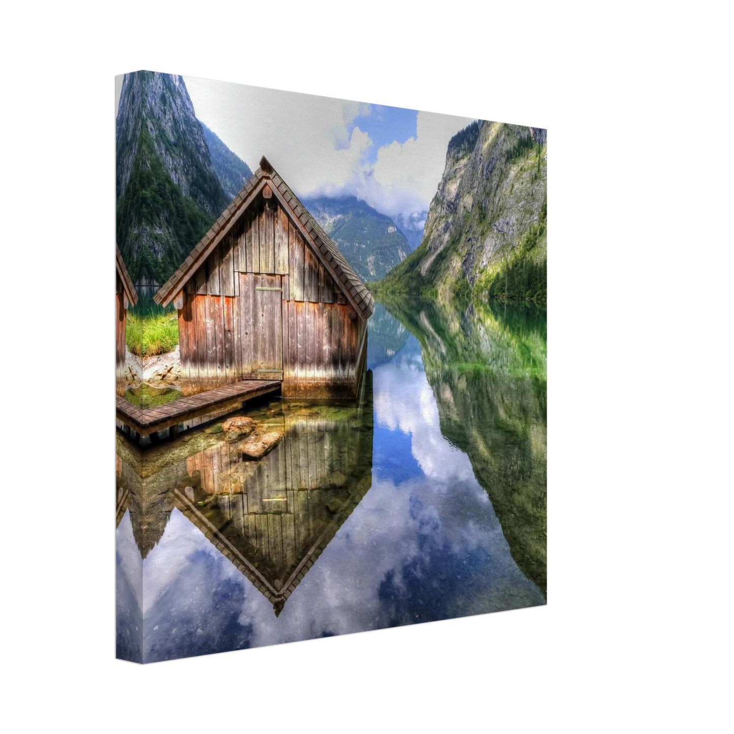 Wandbild bergschutzhuette am see ein idyllisches refugium fuer ihre wanddekoration
