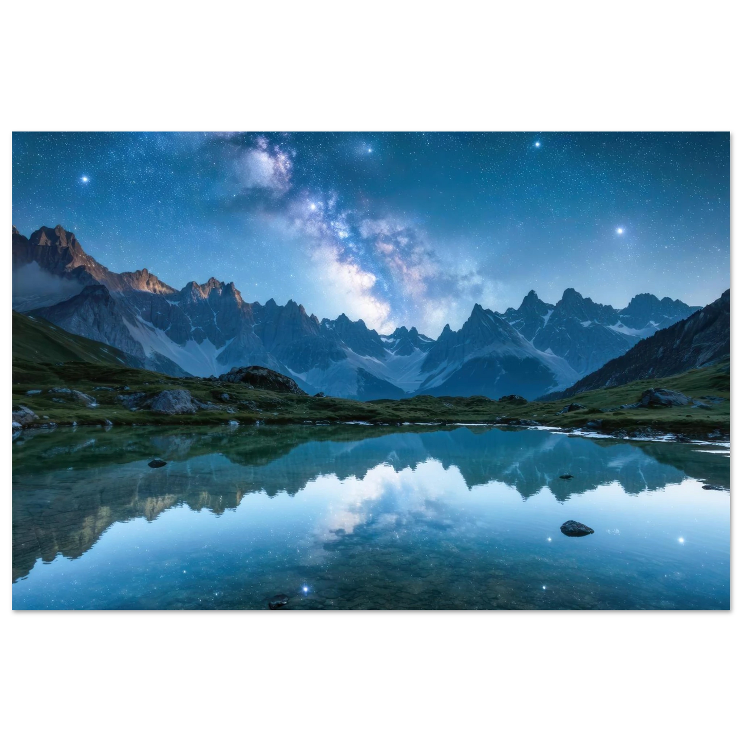 Wandbild himmlische bergspiegelung majestic milky way reflected in alpine lake your choice of sizes