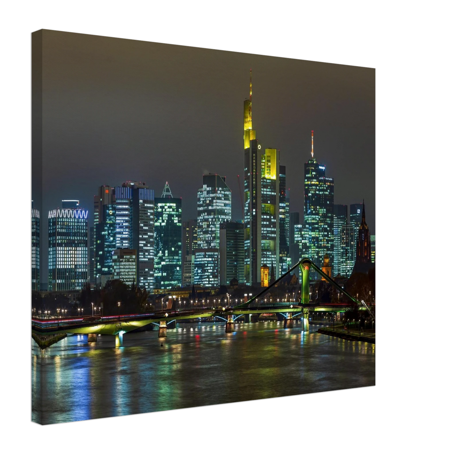 Wandbild frankfurt skyline bei nacht lebendige stadtlandschaft fuer ihr zuhause in vielen groessen