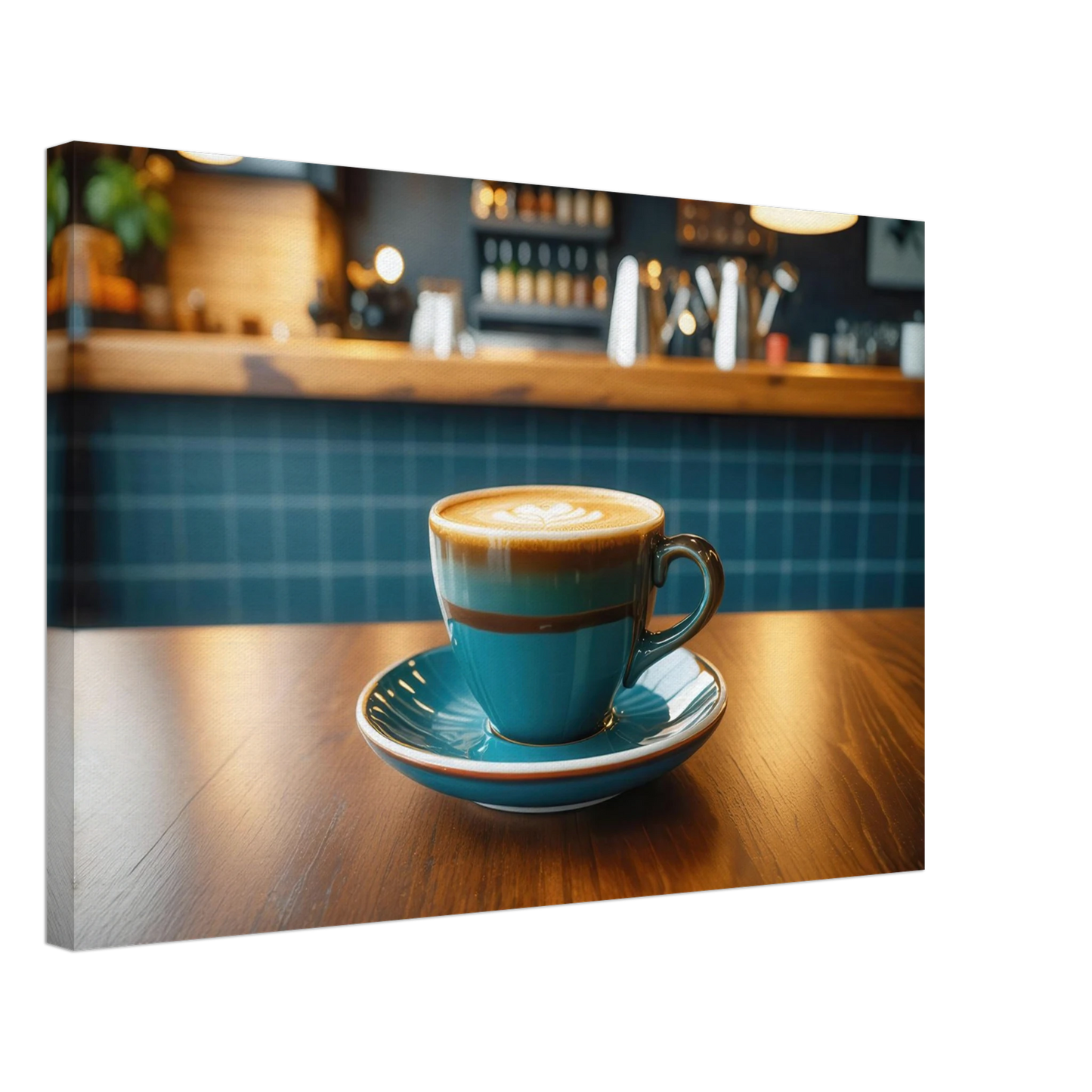 Wandbild deep teal latte einladende kaffeehaus atmosphaere fuer ihr zuhause in vielen groessen