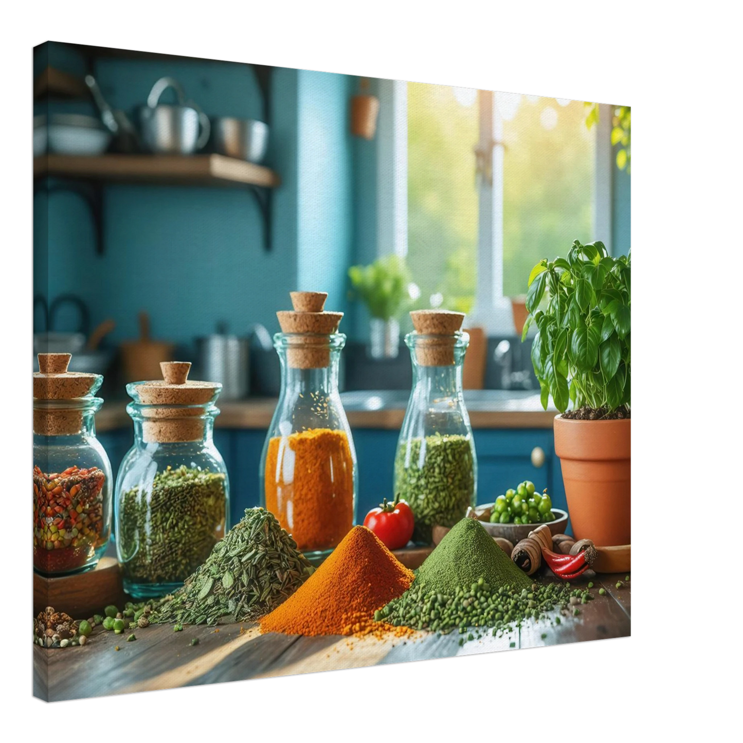 Wandbild lebendige kuechenkraeuter und gewuerze frische wuerze fuer ihr zuhause