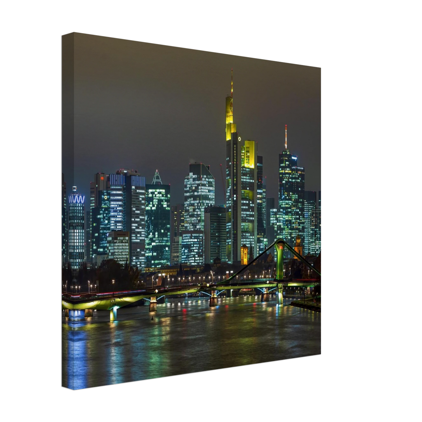 Wandbild frankfurt skyline bei nacht lebendige stadtlandschaft fuer ihr zuhause in vielen groessen