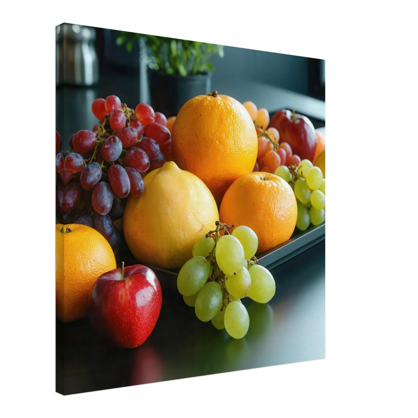Wandbild fruchtbare fuelle lebendige komposition mit zitrusfruechten und trauben