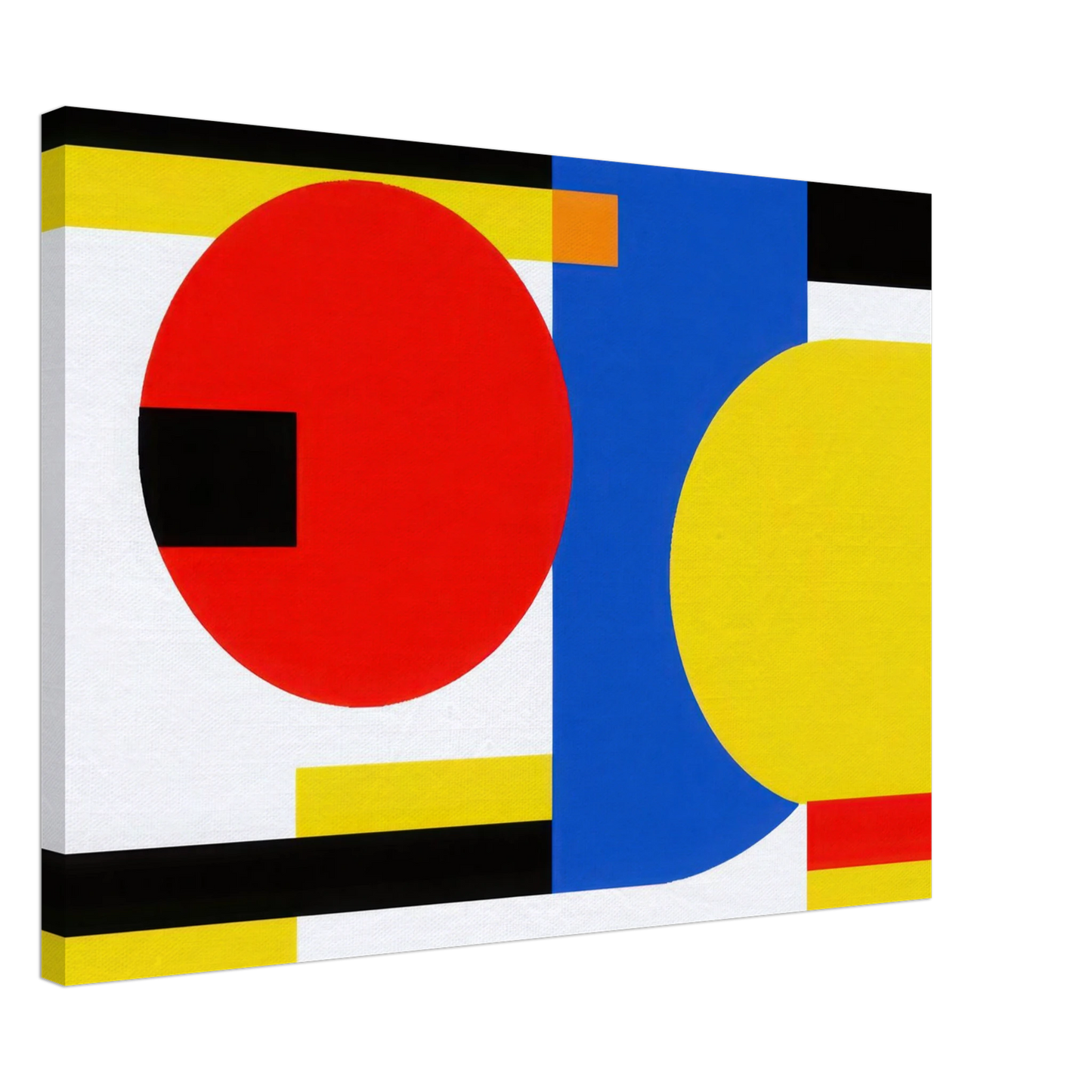 Wandbild bauhaus inspirierte komposition in leuchtendem rot blau gelb abstrakte kunst fuer ihr zuhause