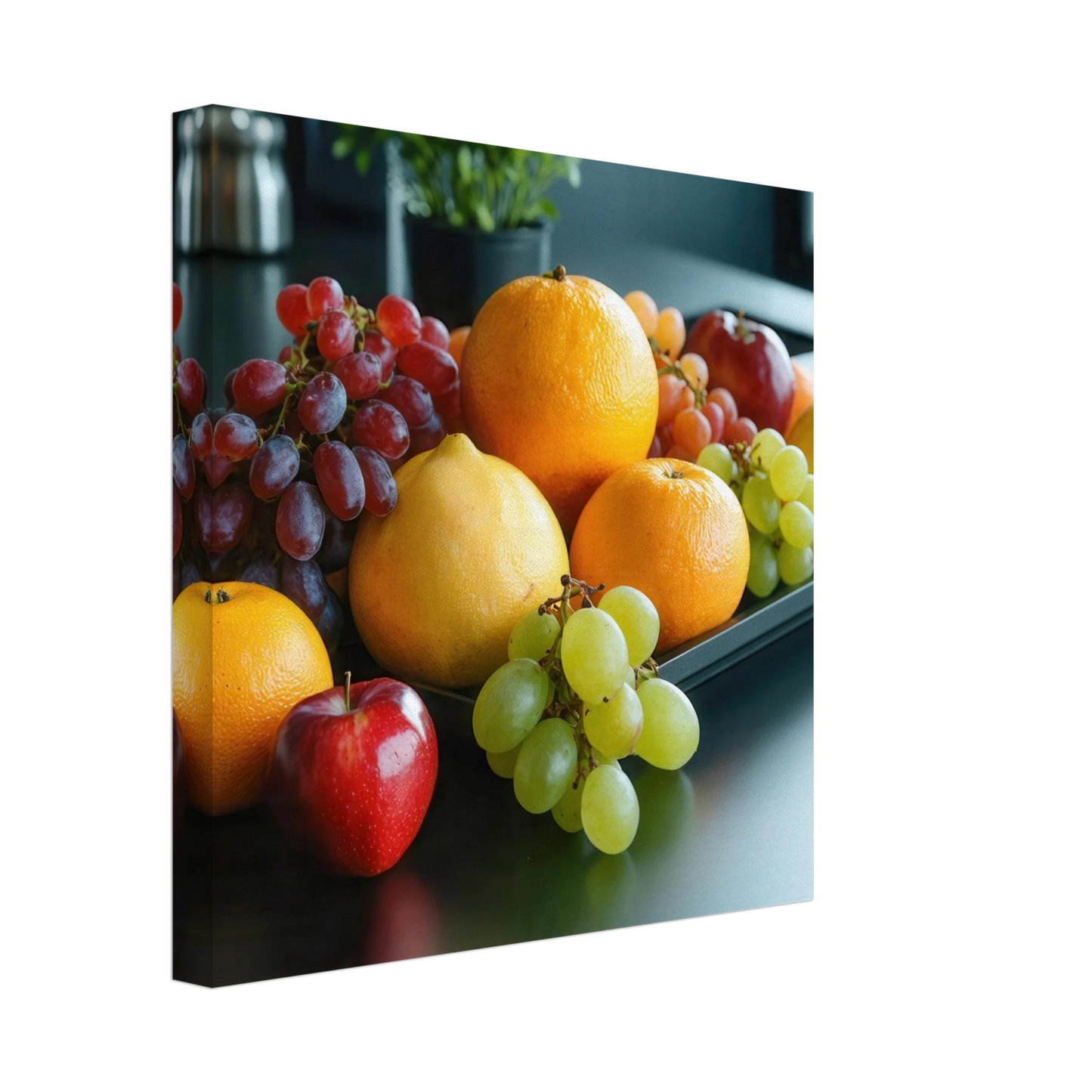 Wandbild fruchtbare fuelle lebendige komposition mit zitrusfruechten und trauben