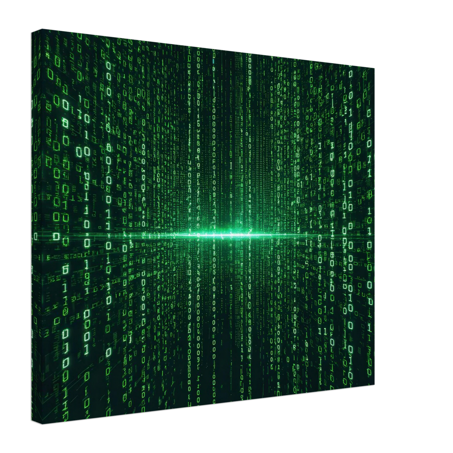 Wandbild digital matrix art gruene binaercode illusion fuer ihr zuhause oder buero erhaeltlich in vielen groessen