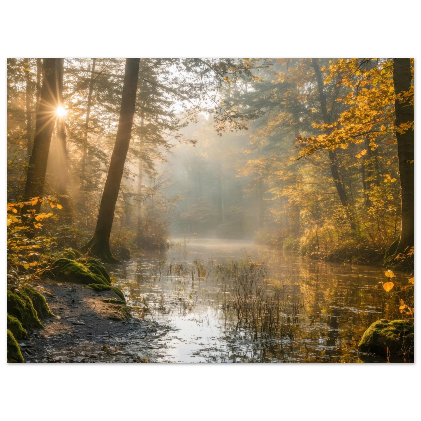 Wandbild Herbstwald morgenlicht wandbild goldenes ambiente in deiner wunschgroesse