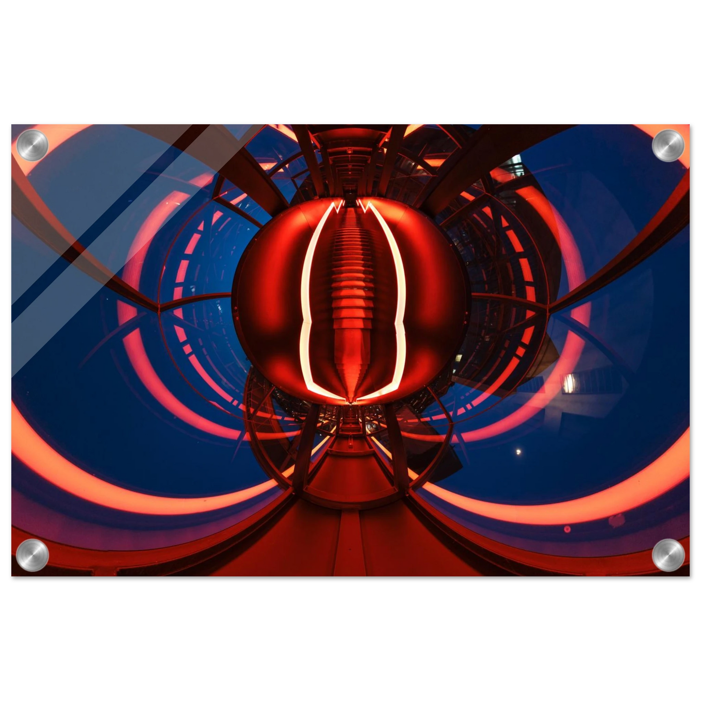 Wandbild futuristischer neon tunnel in sattem rot waehle aus 25 groessen