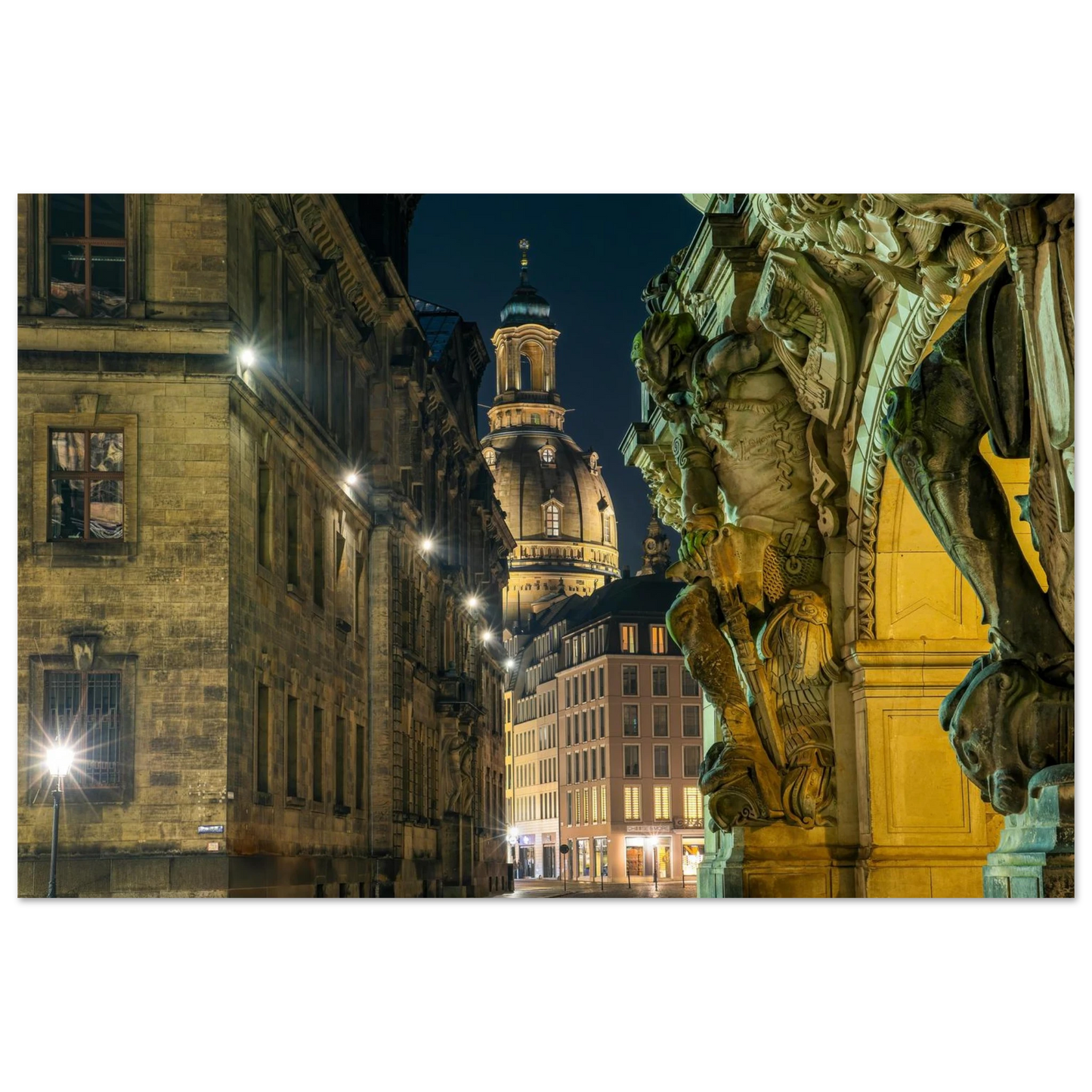 Wandbild dresden altstadt nachtansicht historische architektur als kunstdruck in vielen groessen