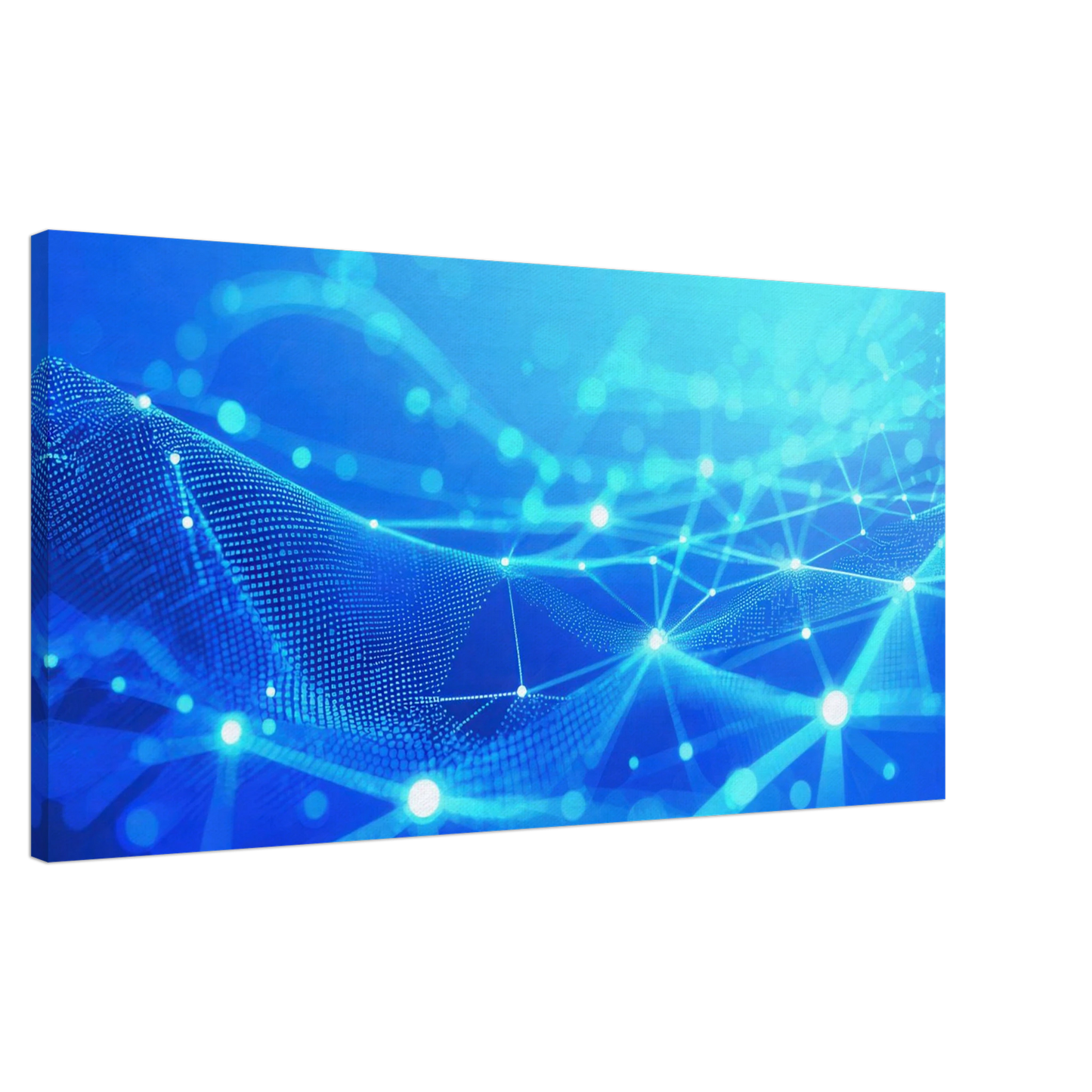 Wandbild deep blue connected world abstraktes cyberpunk netzwerk fuer moderne raeume in vielen groessen