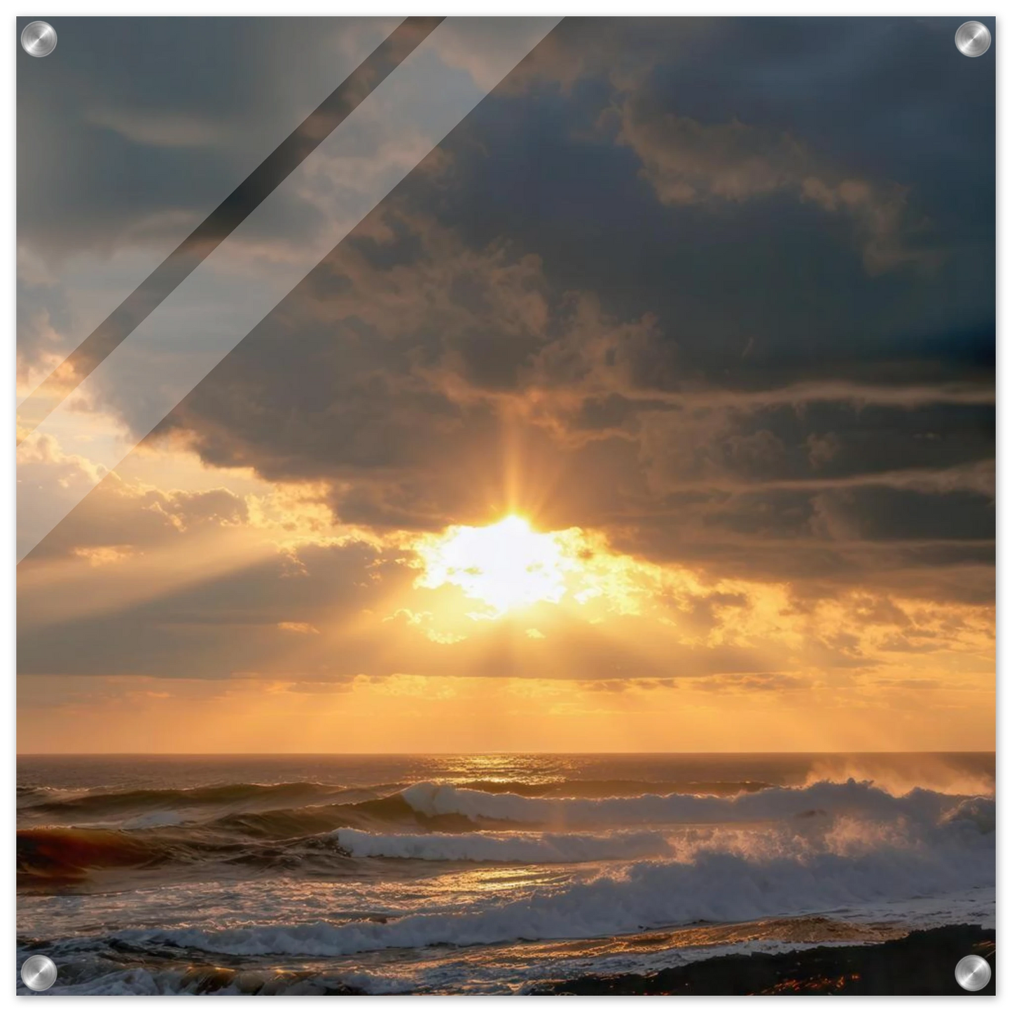 Wandbild dramatischer ozean sonnenuntergang kuestenkunst in ihrer wunschgroesse
