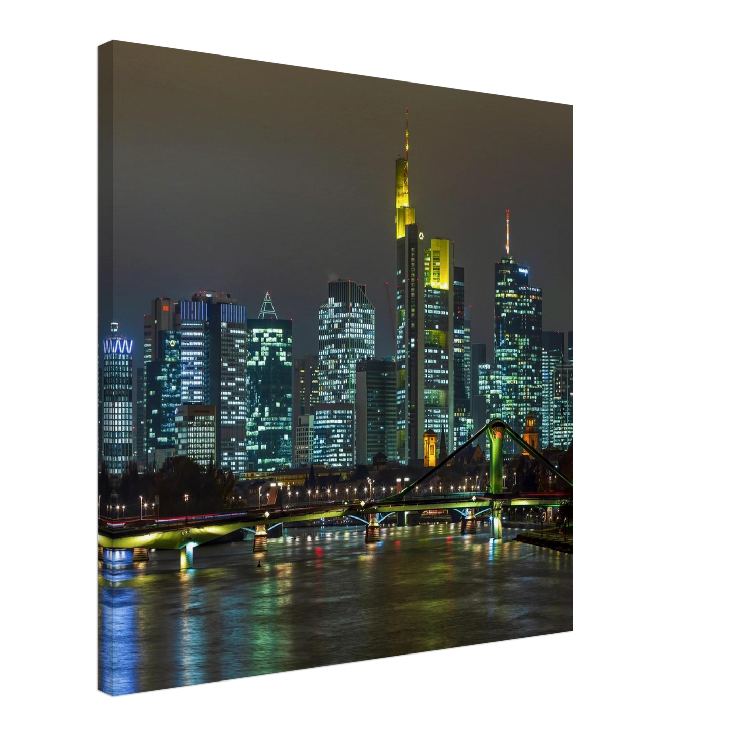 Wandbild frankfurt skyline bei nacht lebendige stadtlandschaft fuer ihr zuhause in vielen groessen
