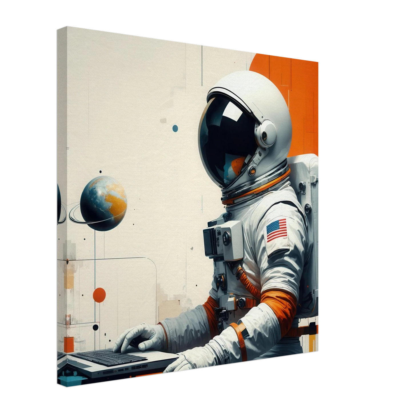 Wandbild cosmic coder astronaut bei der arbeit sci fi kunst fuer dein zuhause in verschiedenen groessen