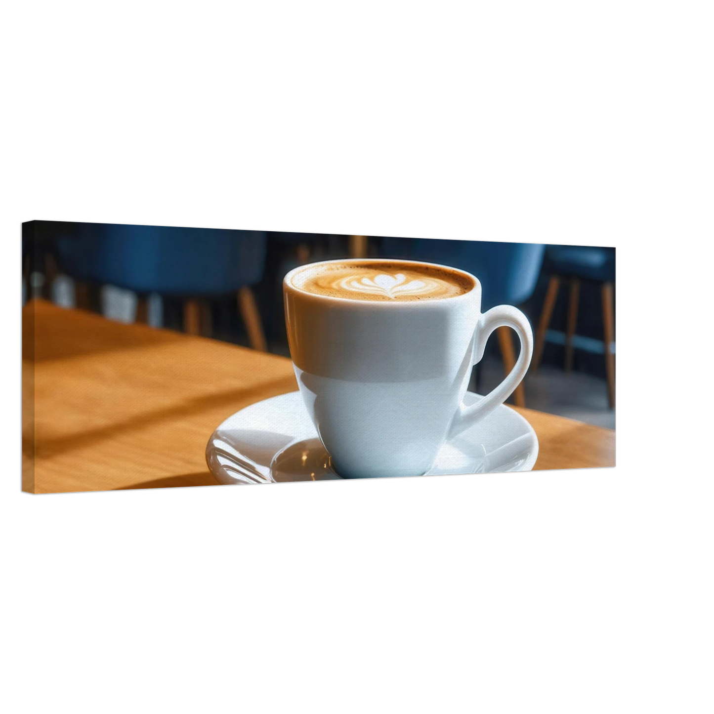 Wandbild gemuetliche kaffeehaus szene stilvolle latte art in goldenem licht