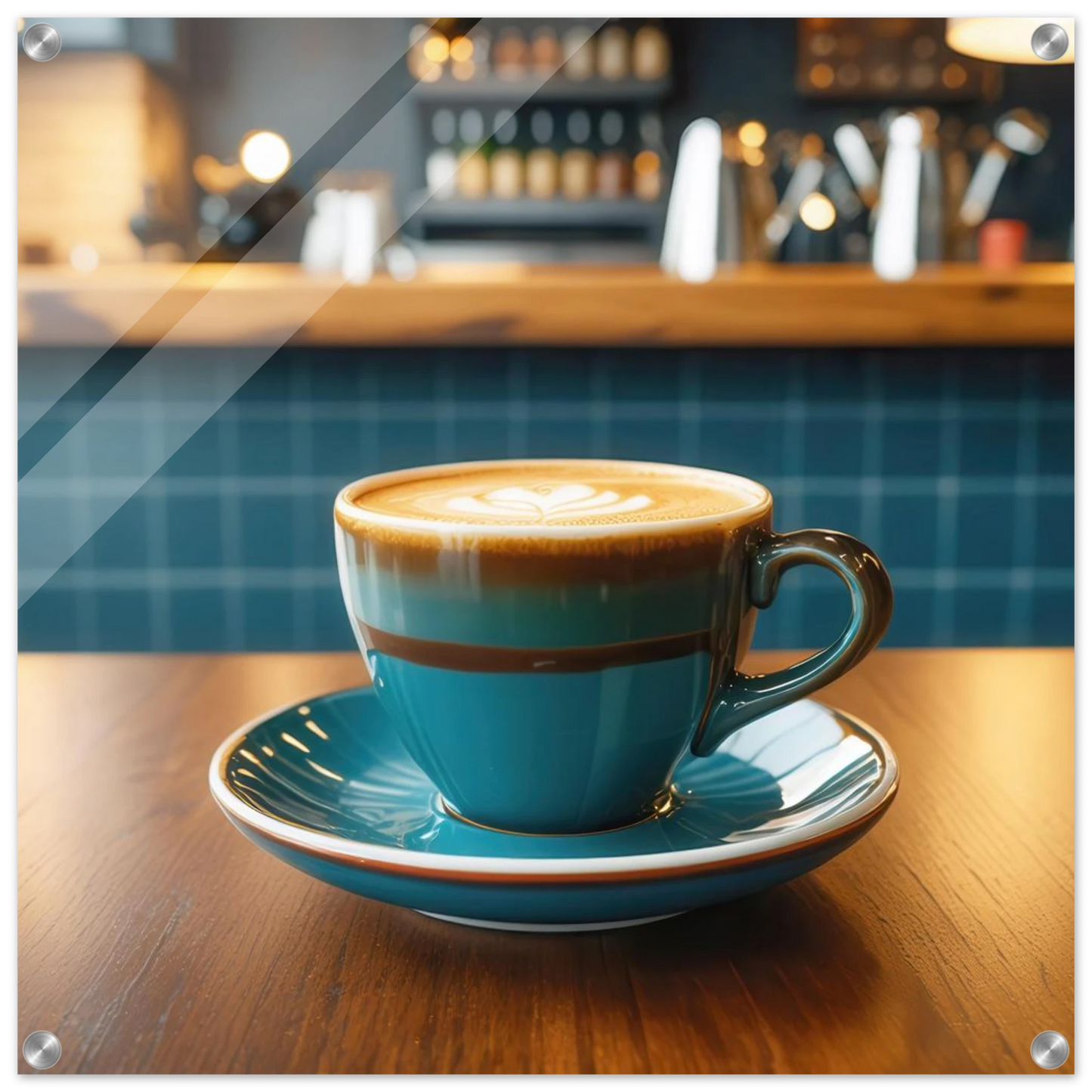 Wandbild deep teal latte einladende kaffeehaus atmosphaere fuer ihr zuhause in vielen groessen