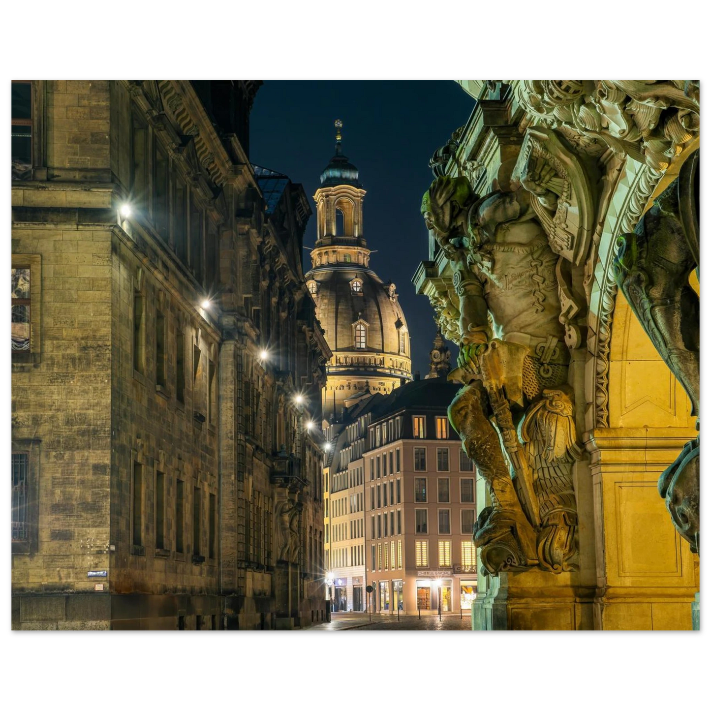 Wandbild dresden altstadt nachtansicht historische architektur als kunstdruck in vielen groessen