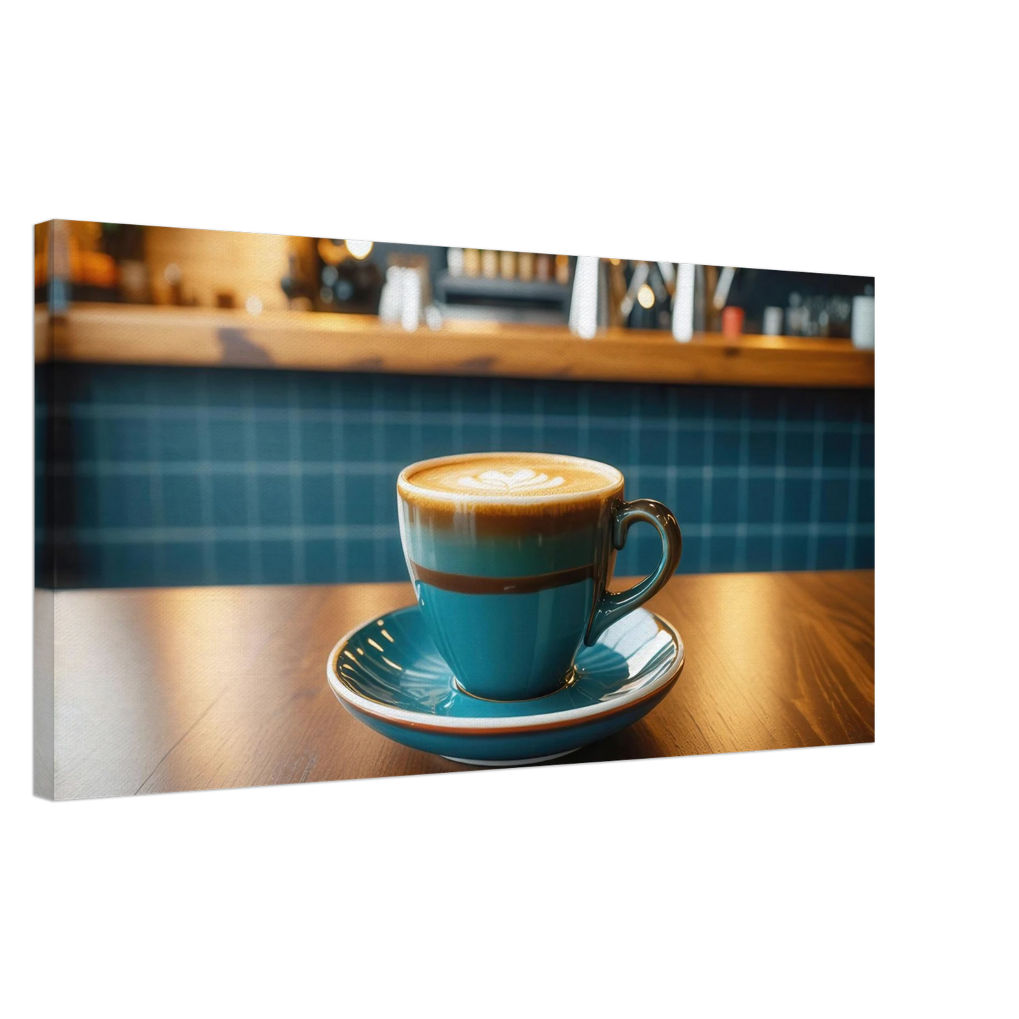 Wandbild deep teal latte einladende kaffeehaus atmosphaere fuer ihr zuhause in vielen groessen