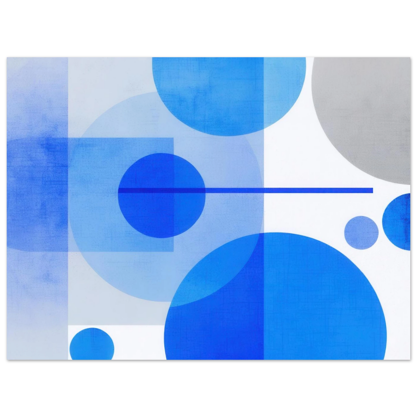 Wandbild geometrische abstraktion in koenigsblau und azur modernes dekor mit kreis rechteckformen