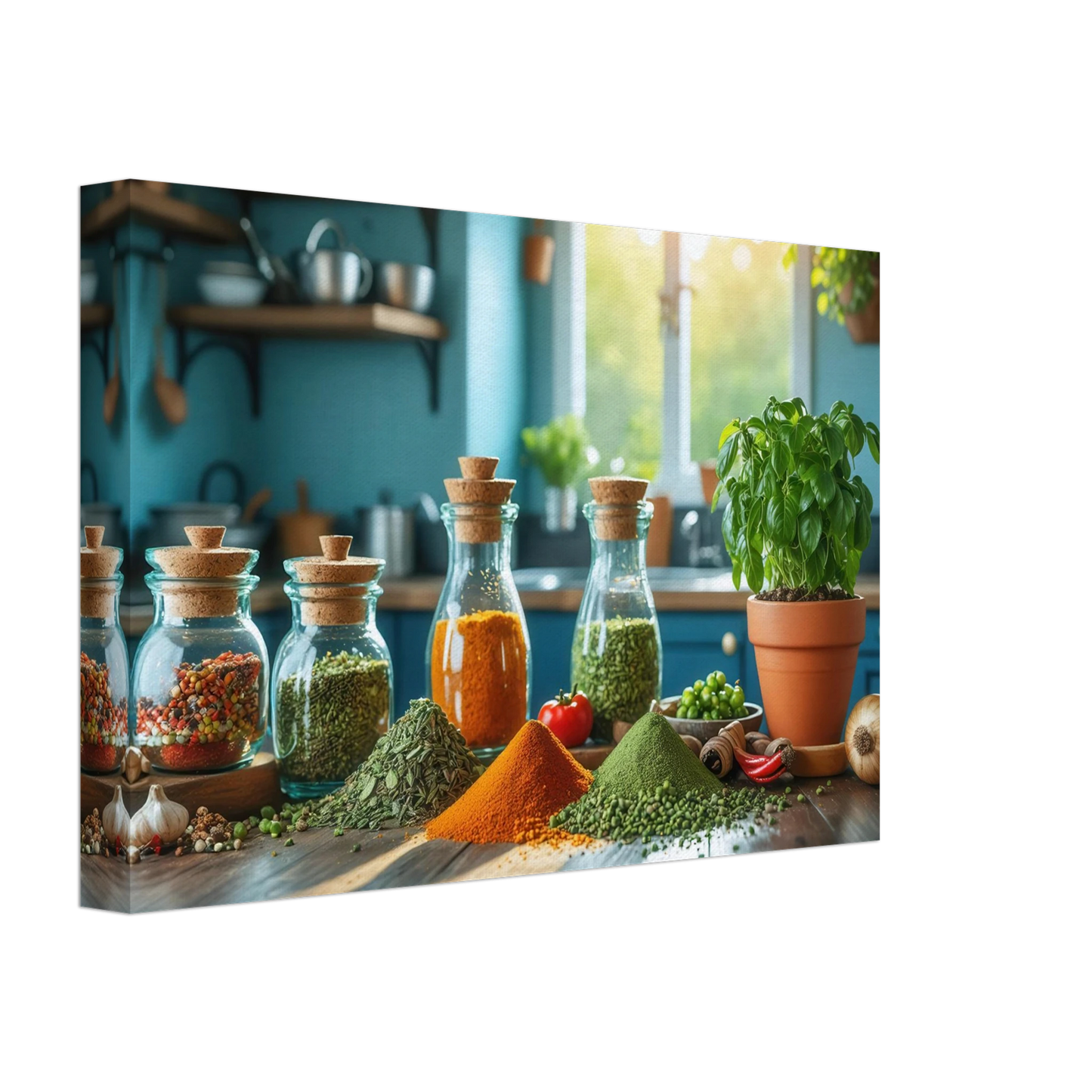 Wandbild lebendige kuechenkraeuter und gewuerze frische wuerze fuer ihr zuhause