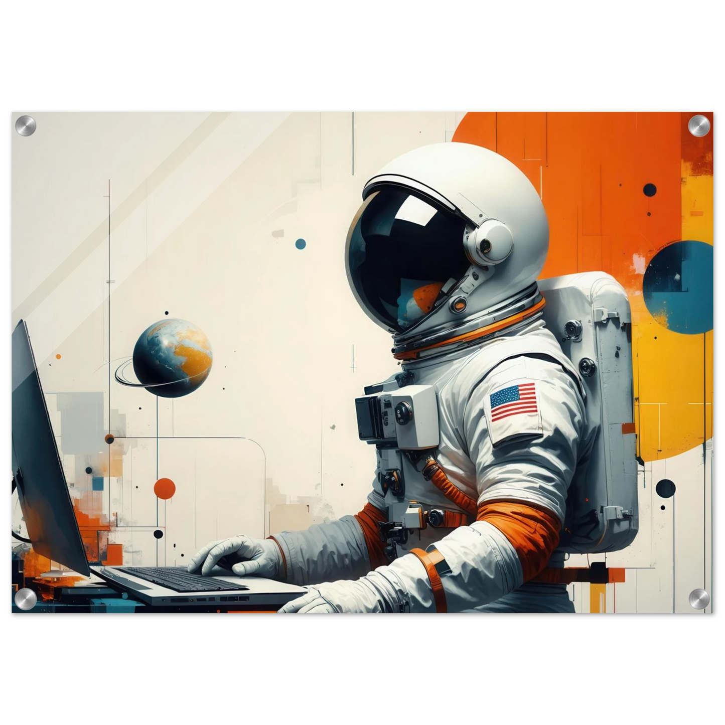 Wandbild cosmic coder astronaut bei der arbeit sci fi kunst fuer dein zuhause in verschiedenen groessen