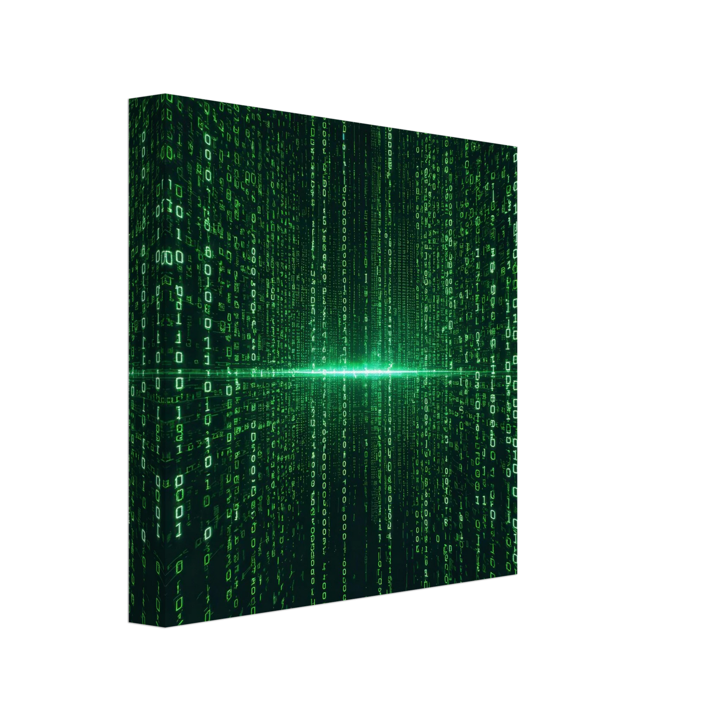 Wandbild digital matrix art gruene binaercode illusion fuer ihr zuhause oder buero erhaeltlich in vielen groessen