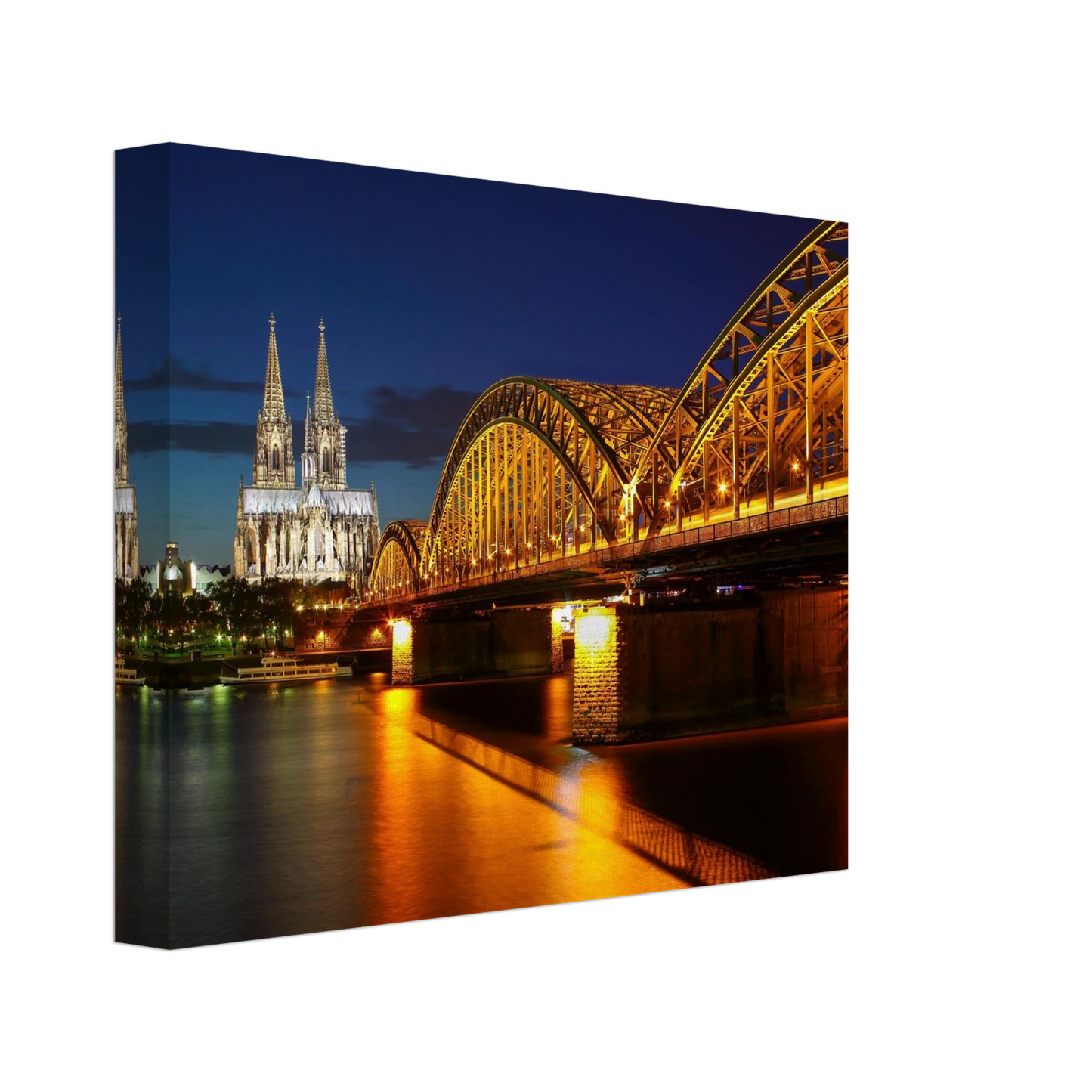 Wandbild koelner dom hohenzollernbruecke bei nacht majestaetisches stadtnachtlicht in verschiedenen groessen