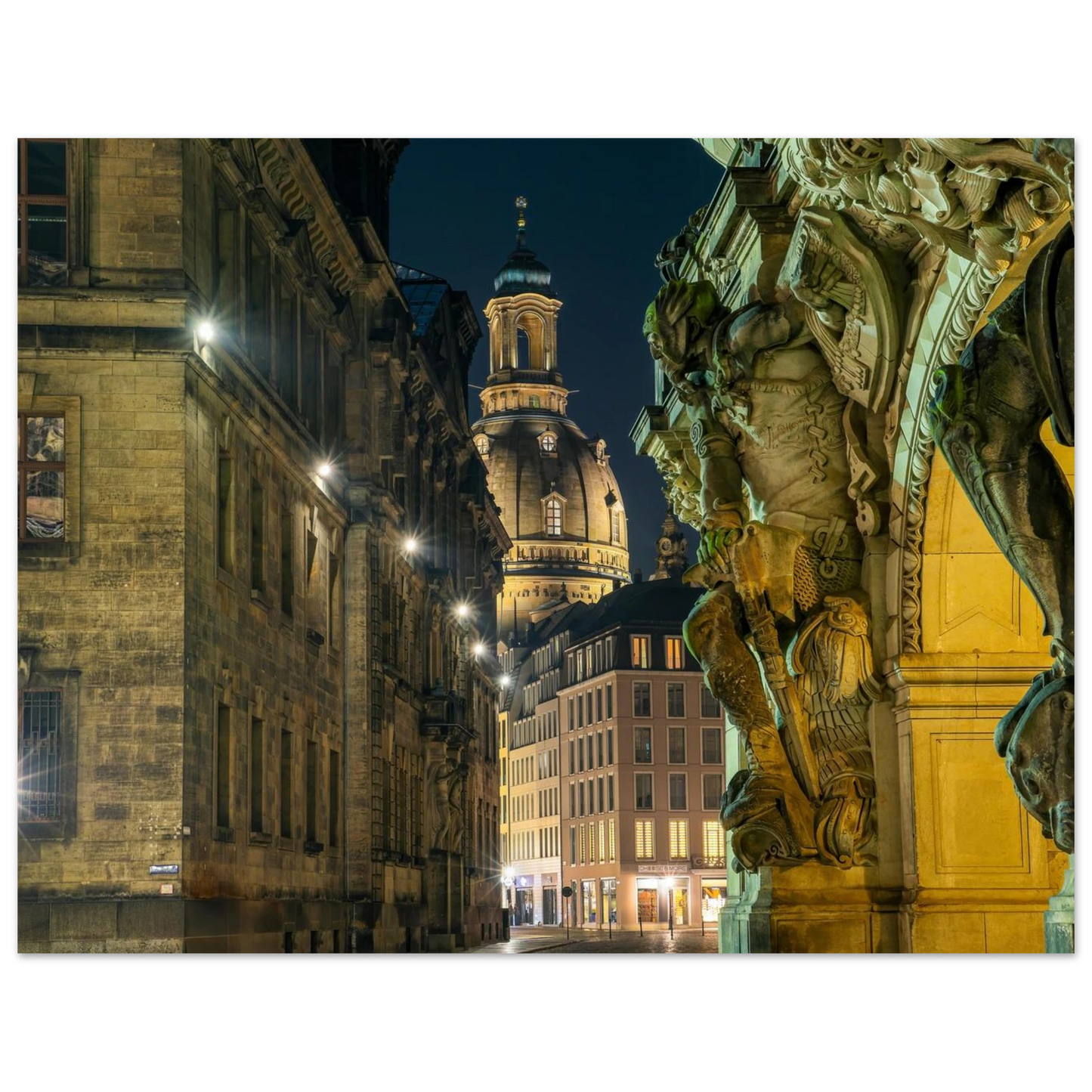 Wandbild dresden altstadt nachtansicht historische architektur als kunstdruck in vielen groessen
