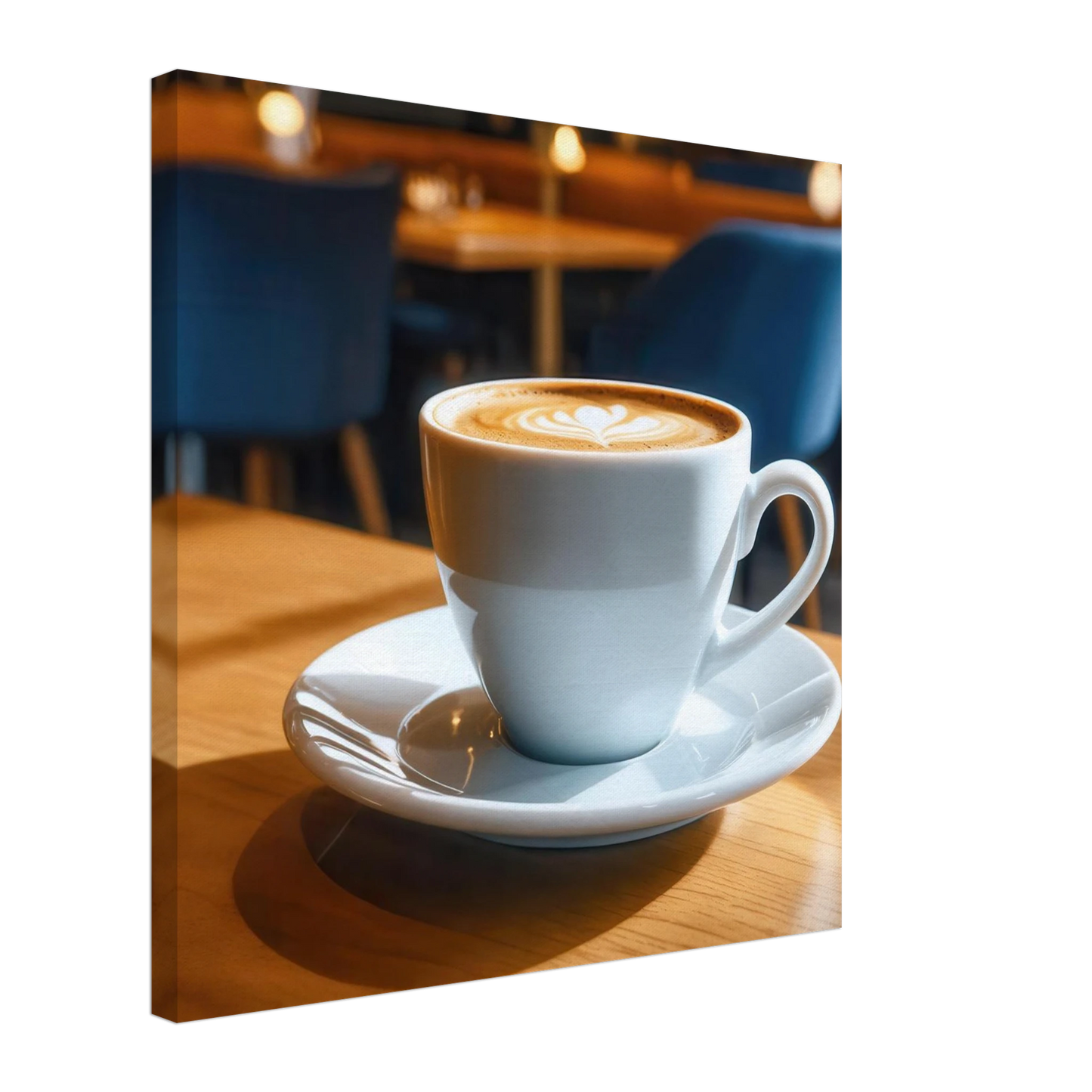 Wandbild gemuetliche kaffeehaus szene stilvolle latte art in goldenem licht