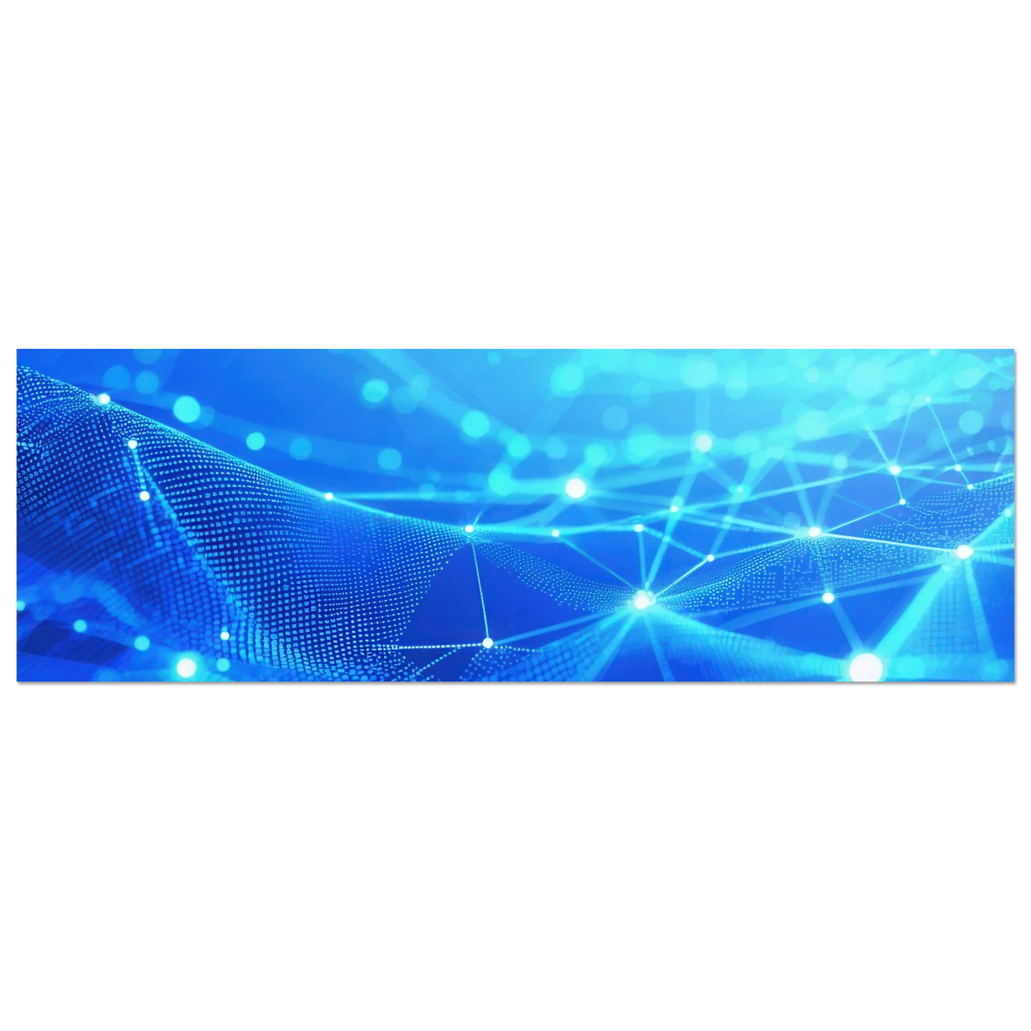 Wandbild deep blue connected world abstraktes cyberpunk netzwerk fuer moderne raeume in vielen groessen