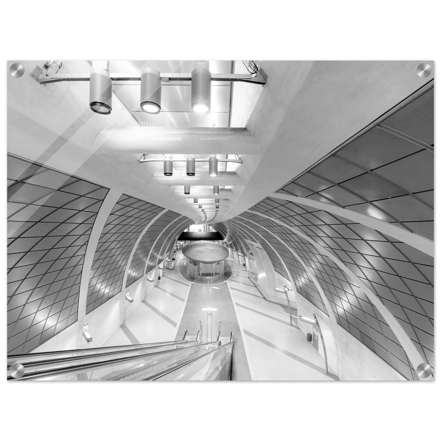 Wandbild futuristische u bahn station moderne architektur in schwarz weiss als wandkunst