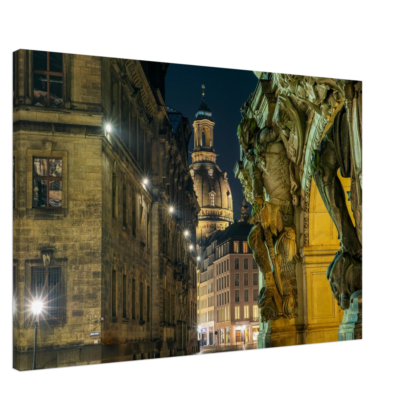 Wandbild dresden altstadt nachtansicht historische architektur als kunstdruck in vielen groessen