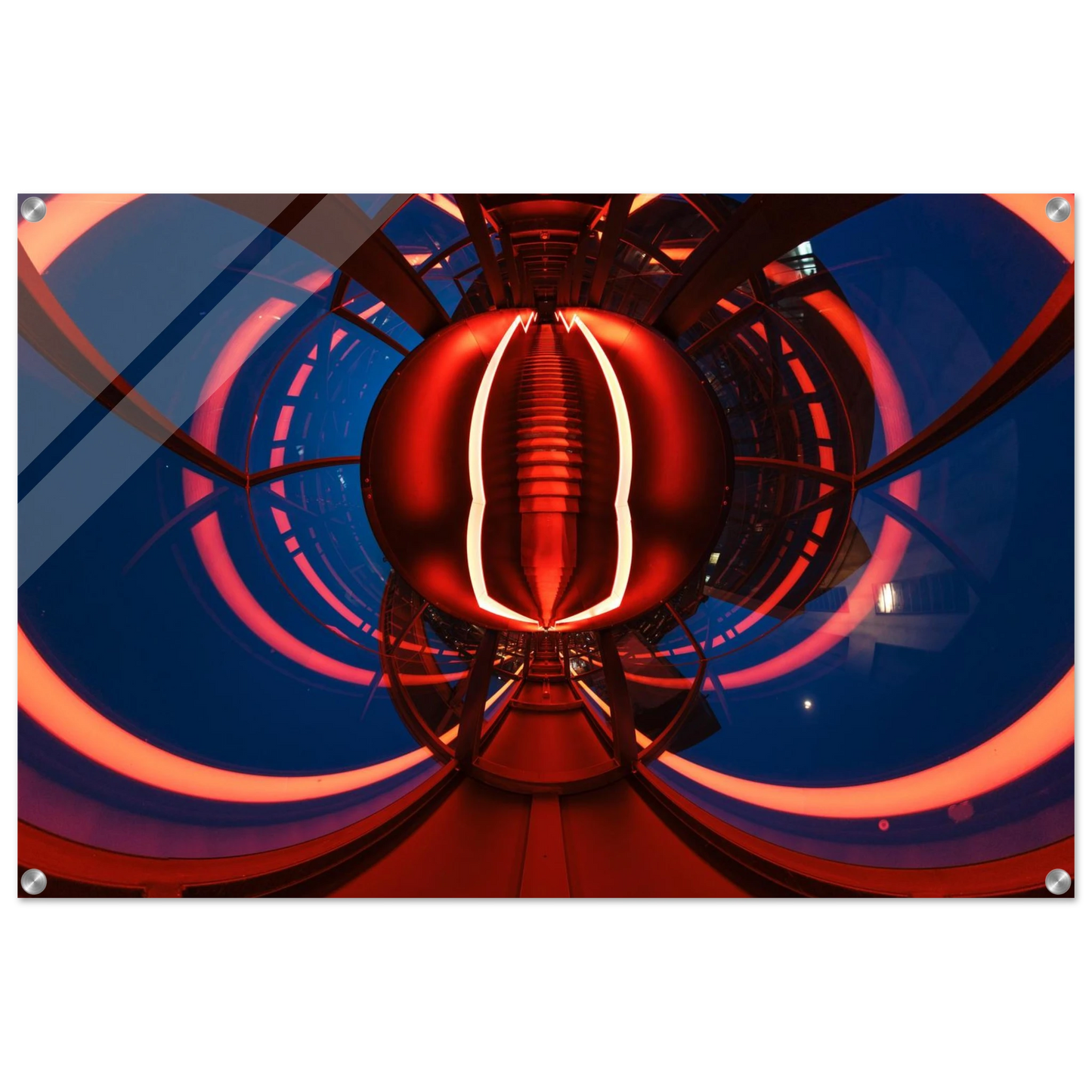 Wandbild futuristischer neon tunnel in sattem rot waehle aus 25 groessen