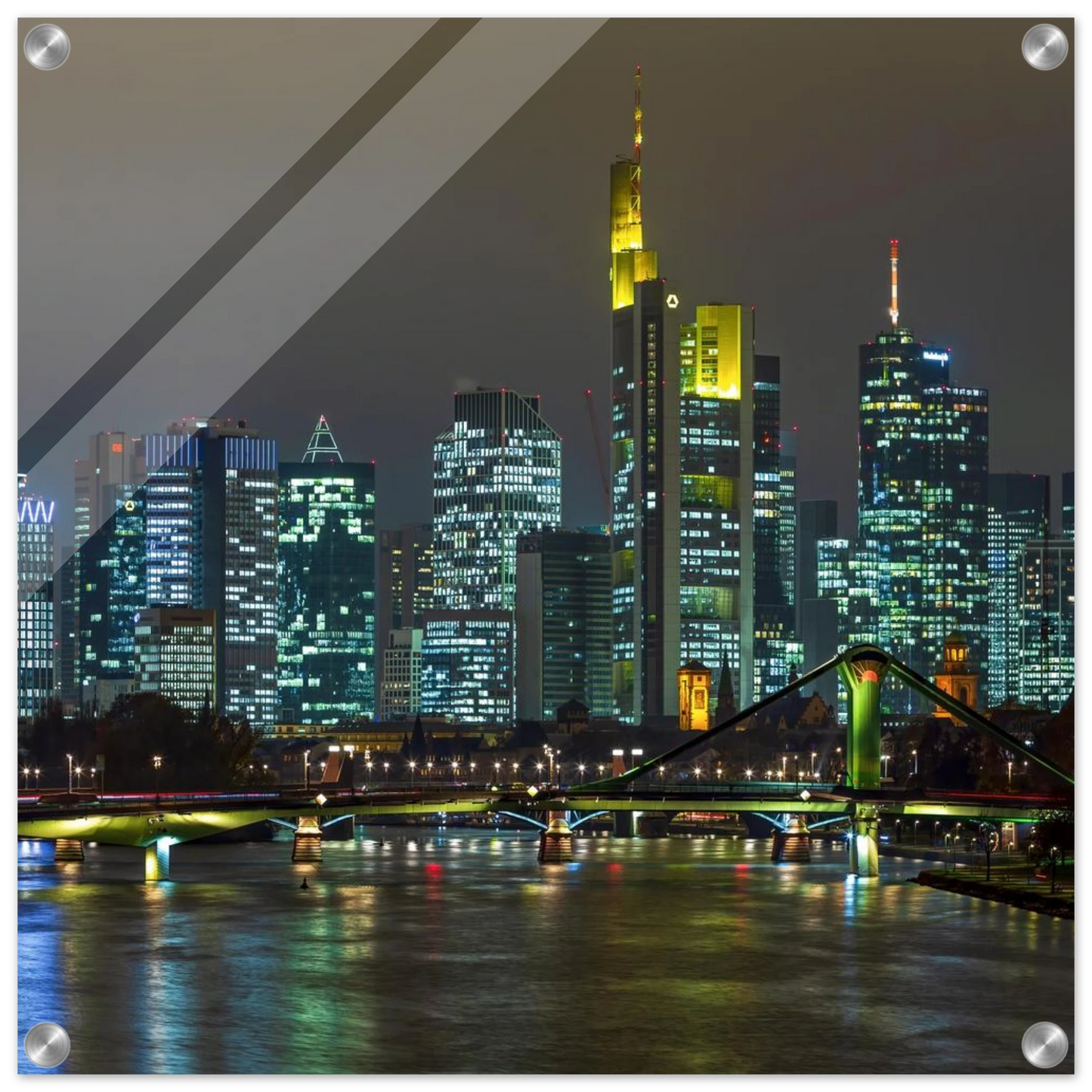 Wandbild frankfurt skyline bei nacht lebendige stadtlandschaft fuer ihr zuhause in vielen groessen