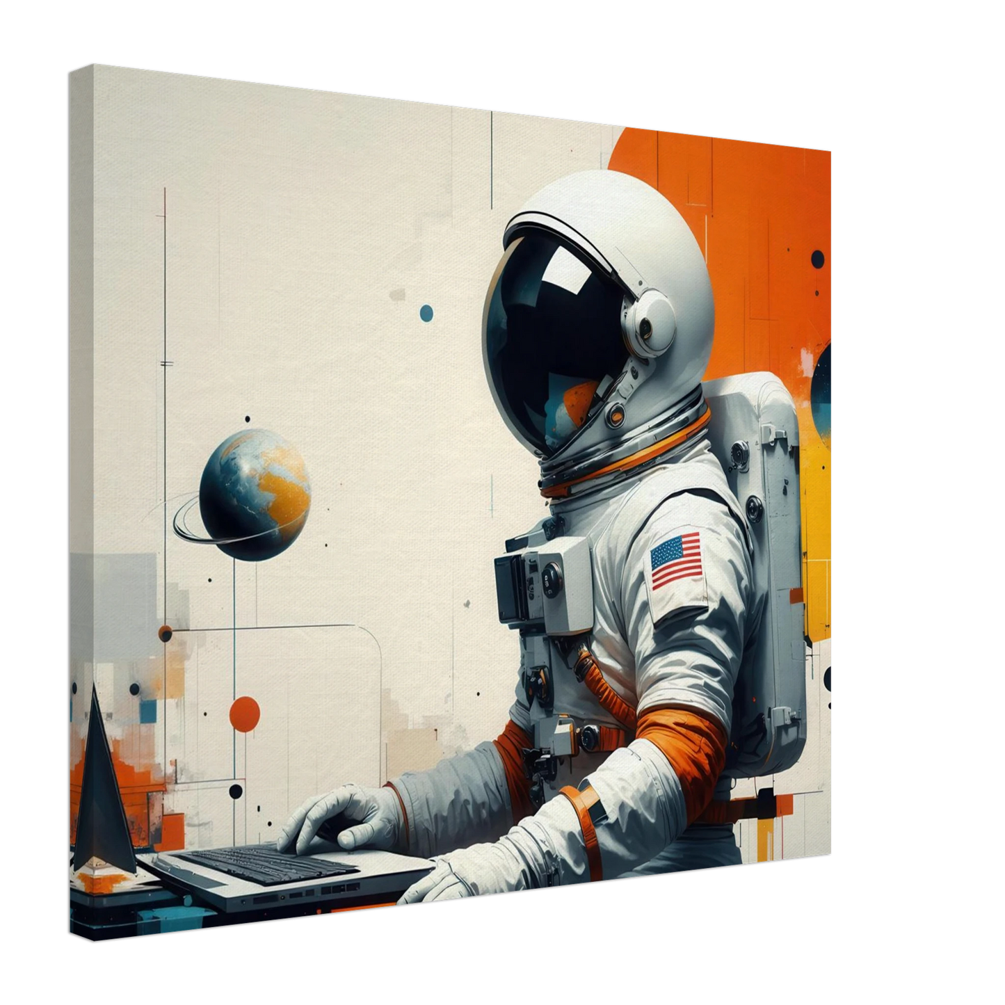 Wandbild cosmic coder astronaut bei der arbeit sci fi kunst fuer dein zuhause in verschiedenen groessen